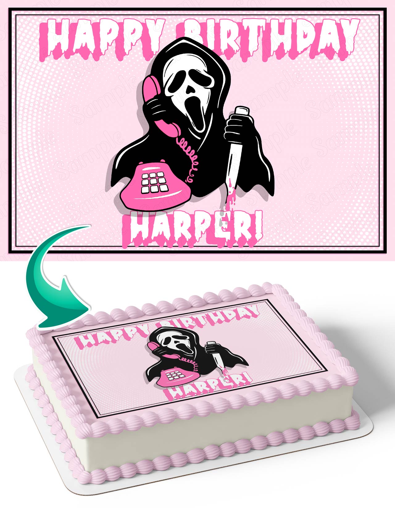 Scream Calling Ghost Face Edible Cake Topper