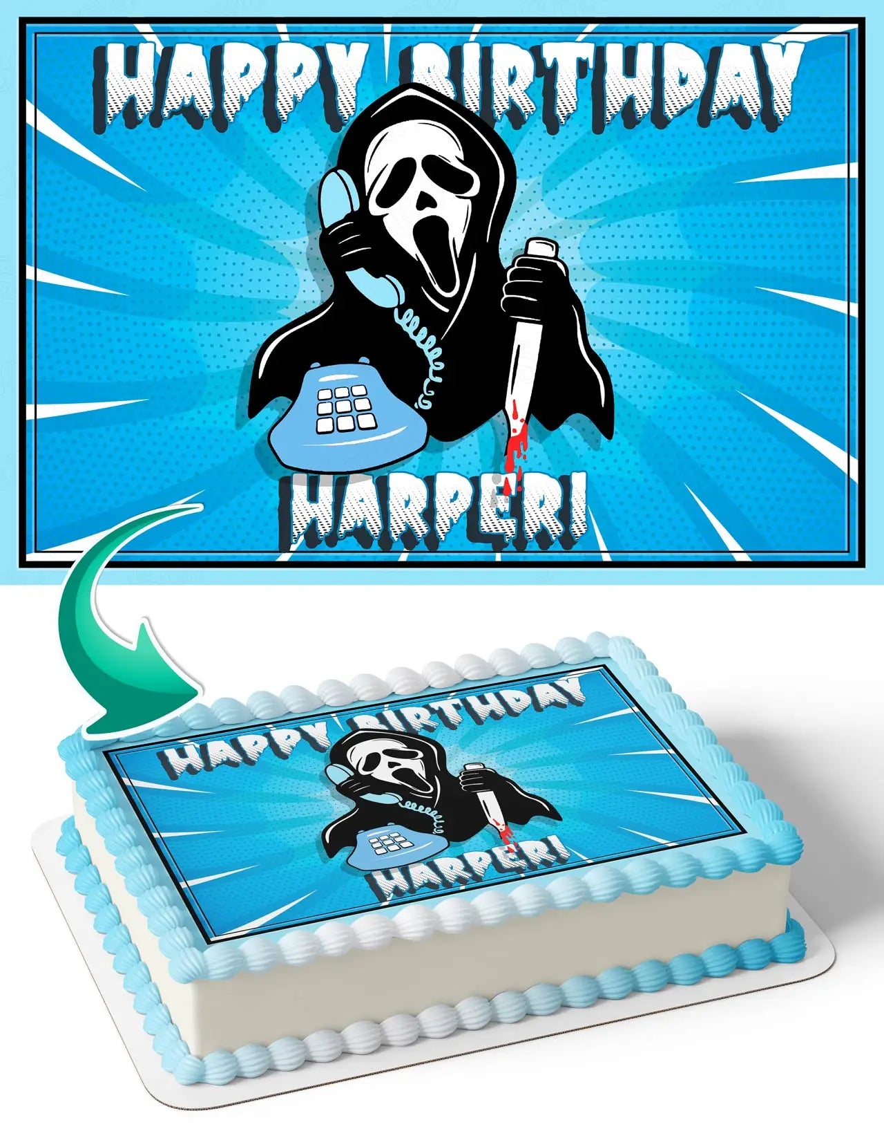 Scream Calling Ghost Face Boys Edible Cake Topper