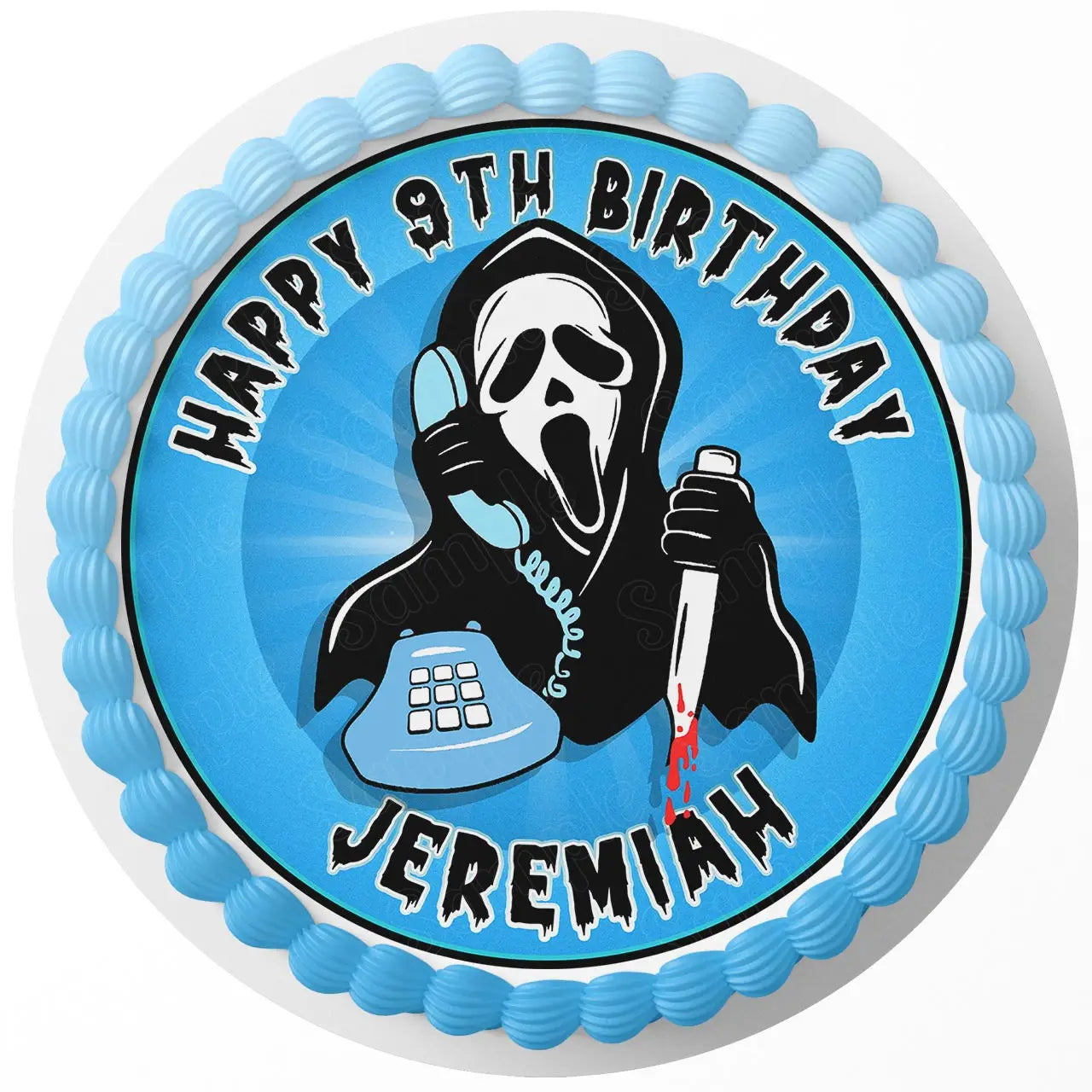 Scream Calling Ghost Face Horror Round – Icing Sheet Birthday - Personalized Edible Cake Topper | Custom Icing Sheet | Birthday Cake Decoration