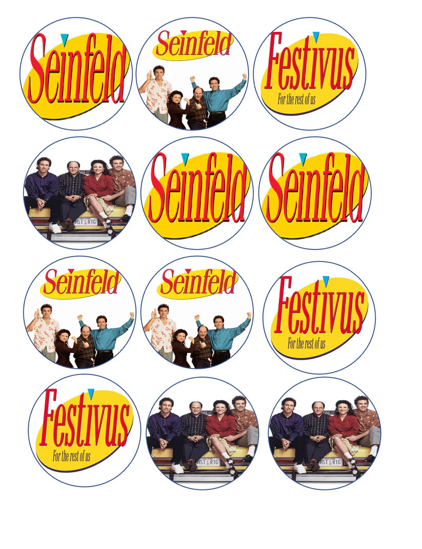 Seinfeld Festivus Edible Cupcake Toppers Icing Sheet or Wafer Paper