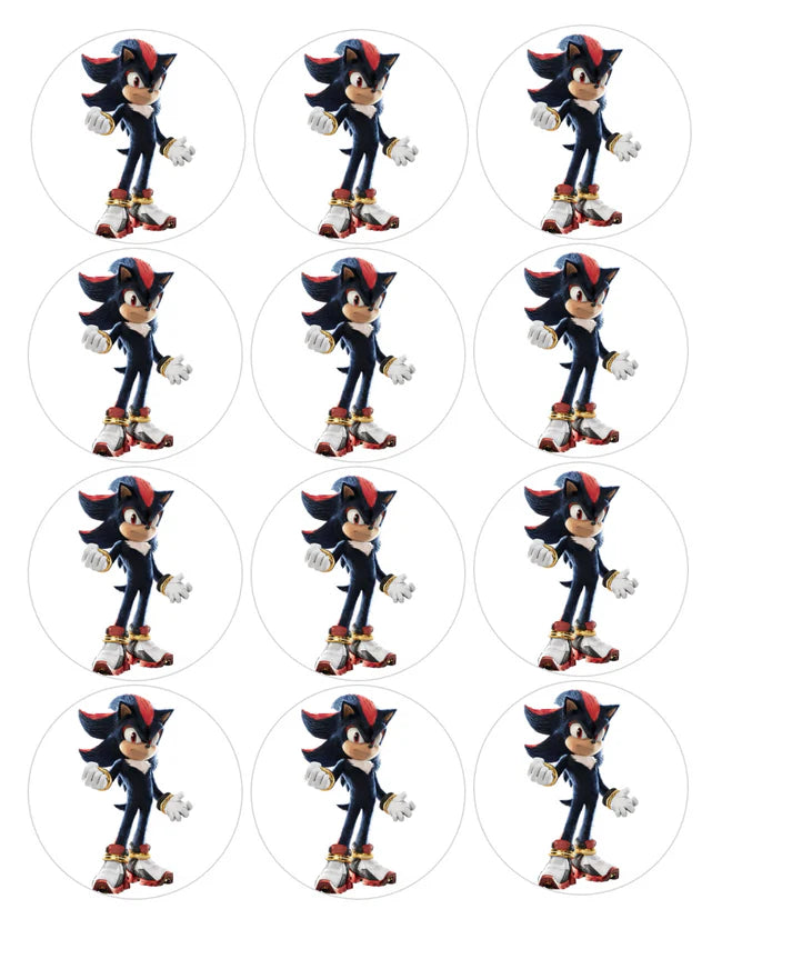 Shadow the Hedgehog Movie Edible Cupcake Toppers Icing Sheet or Wafer Paper