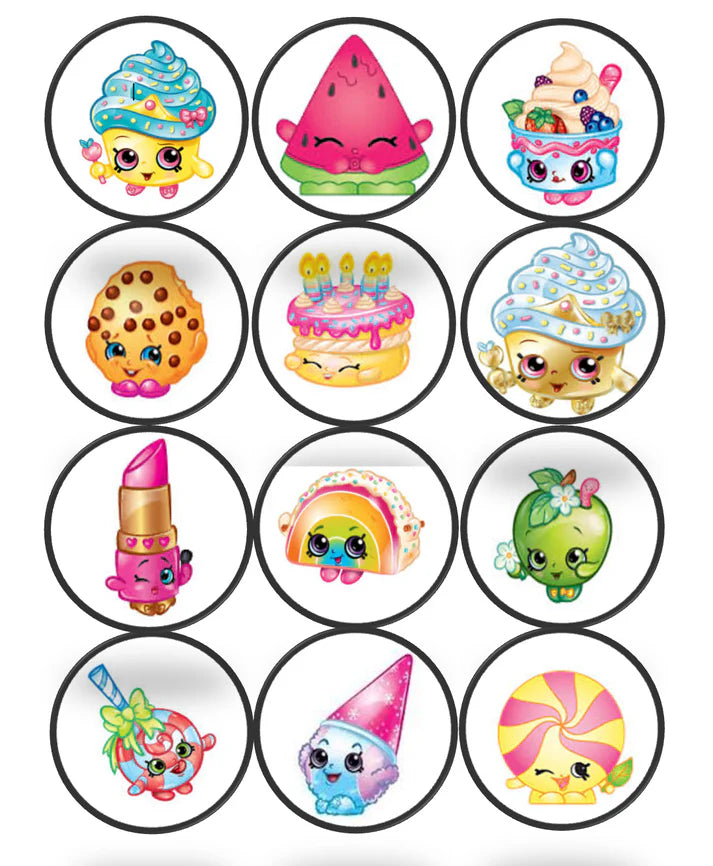 Shopkins Edible Cupcake Toppers Icing Sheet or Wafer Paper