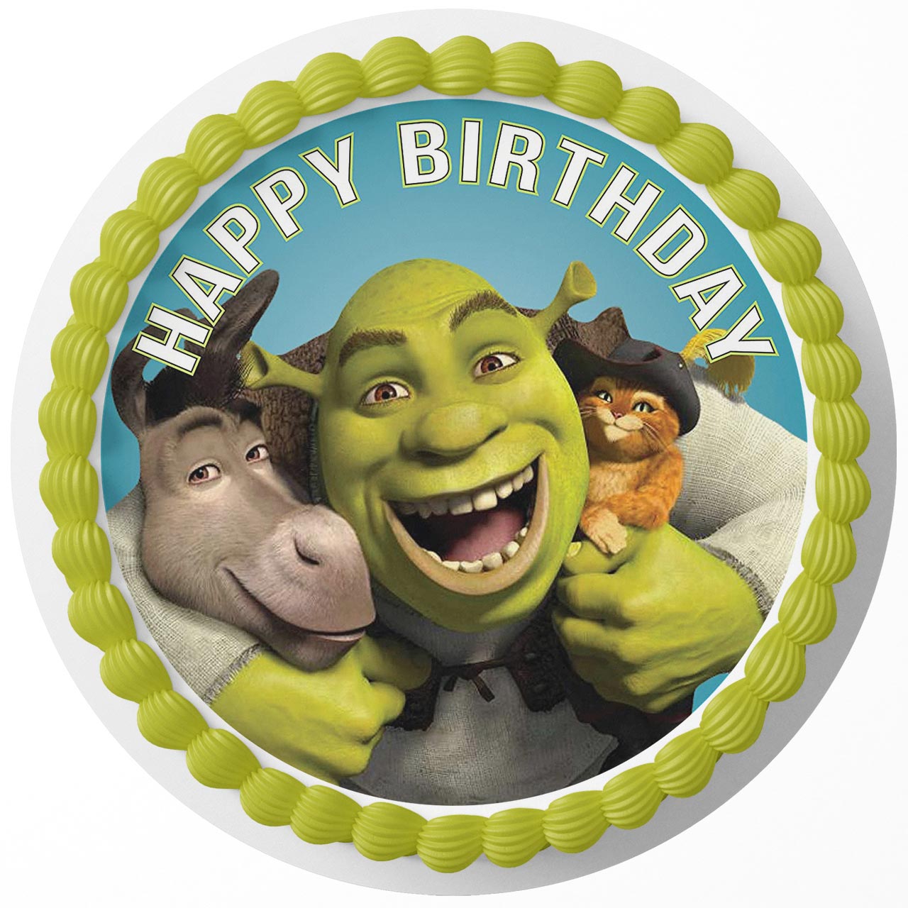 Shrek Donkey and Puss in Boots Round – Icing Sheet Birthday - Personalized Edible Cake Topper | Custom Icing Sheet | Birthday Cake Decoration