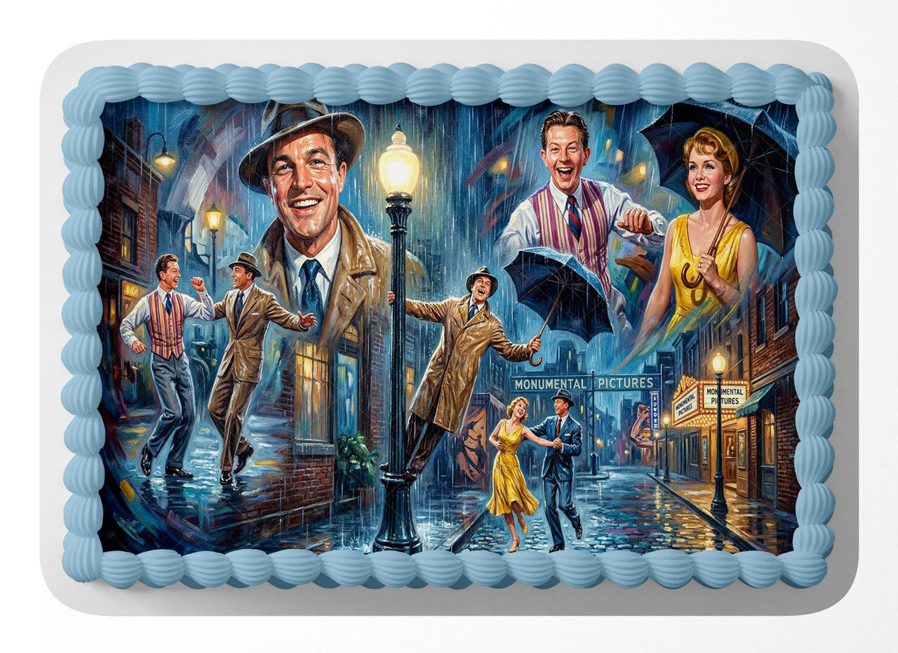 Singin In The Rain Classic Musical Film edible cake topper
