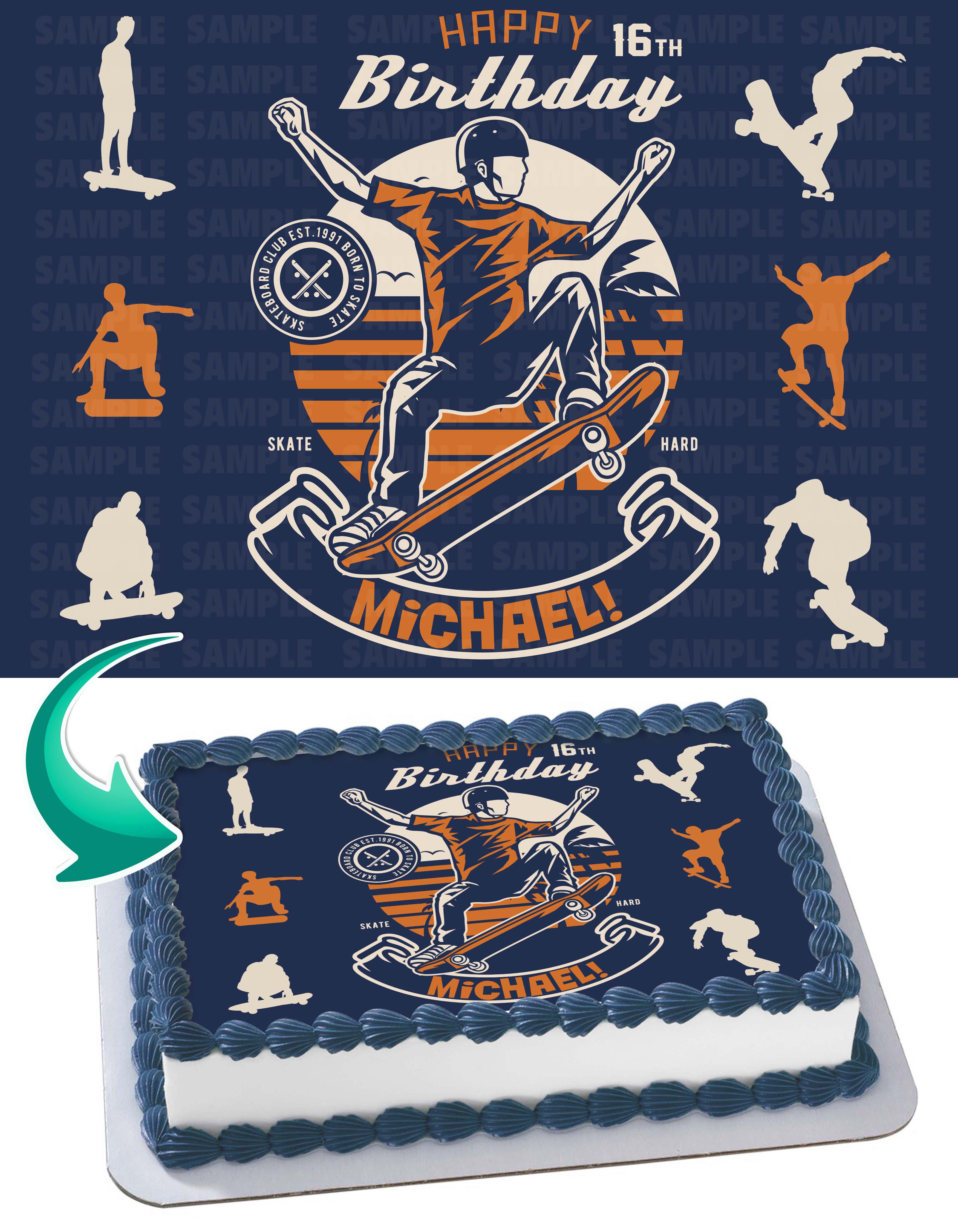 Skateboard Skate Edible Cake Topper