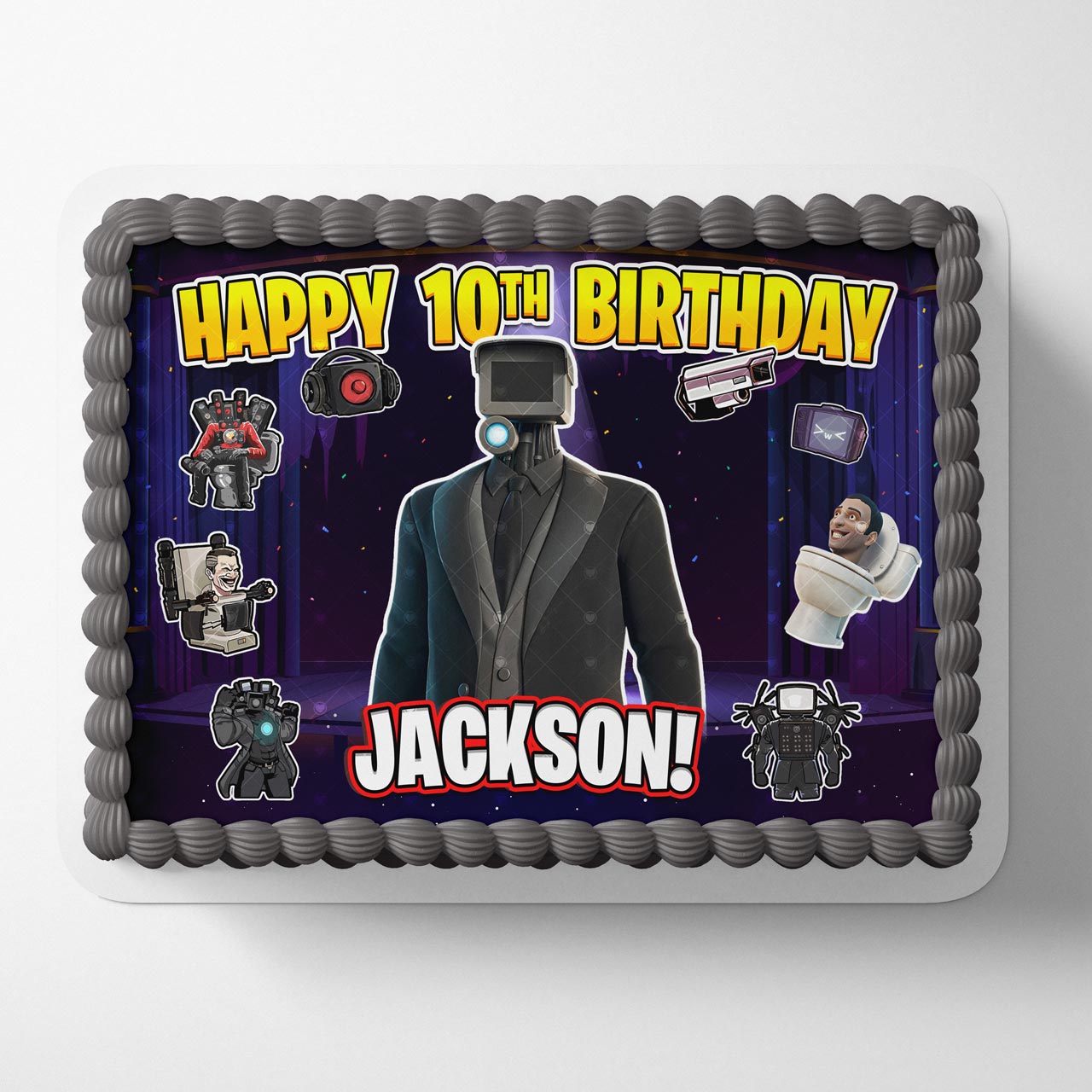 Skibidi Toilet Fort Battle Nite Edible Cake Topper
