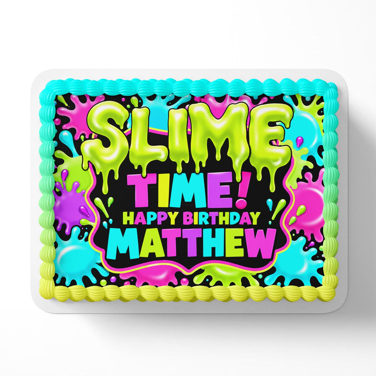 Slime Time Kids Edible Cake Topper | Birthday Cake Decoration | Photo Cake Image