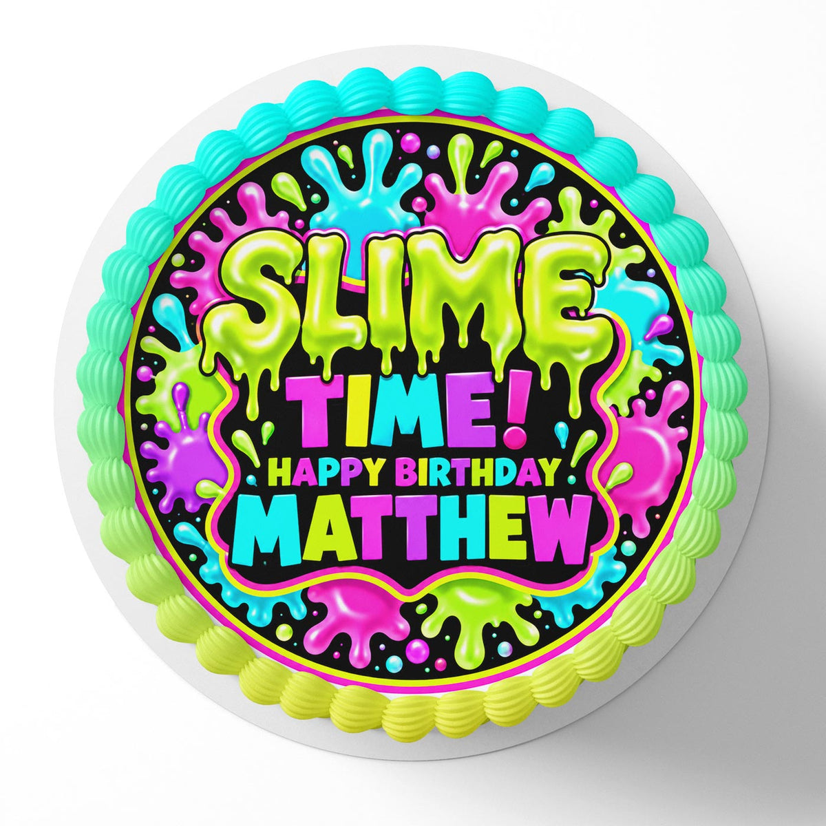 Slime Time Kids Edible Cake Topper | Birthday Cake Decoration | Photo Cake Image