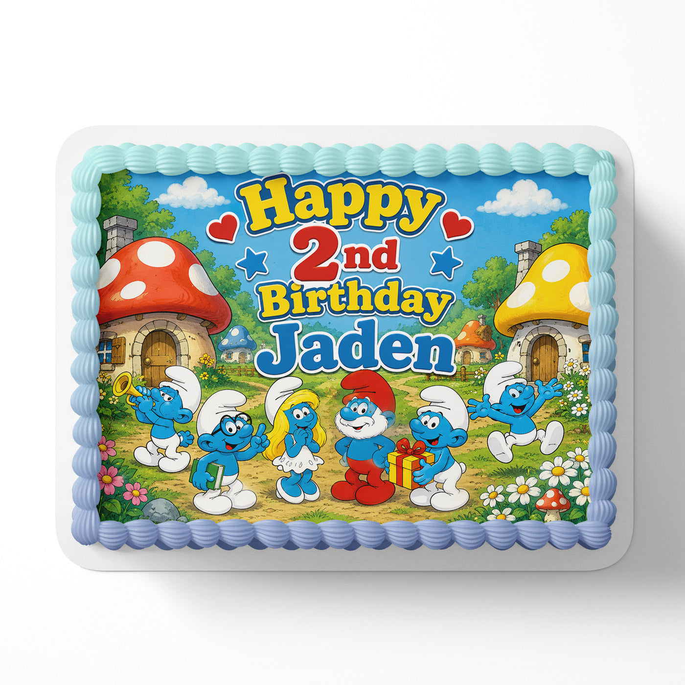 The Smurfs Classic Edible Cake Topper | Birthday Cake Decoration | Photo Cake Image