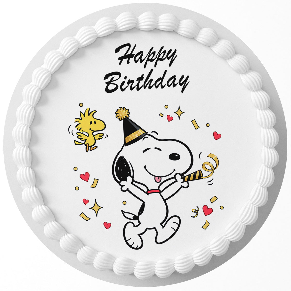 Snoopy And Woodstock SWC Edible Cake Topper Round Personalized Edible Cake Topper | Custom Icing Sheet | Birthday Cake Decoration