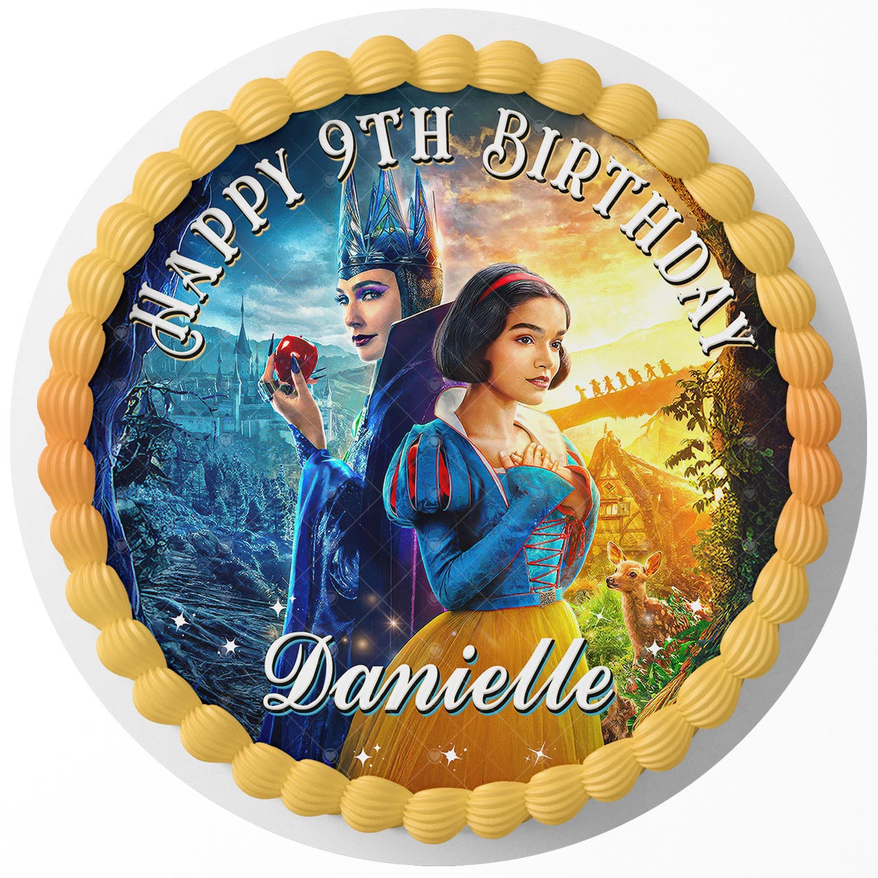 Snow White Movie Themed Round – Icing Sheet Birthday - Personalized Edible Cake Topper | Custom Icing Sheet | Birthday Cake Decoration