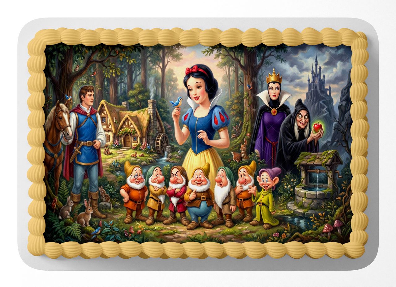 Snow White and the Seven Dwarfs Classic Movie edible cake topper