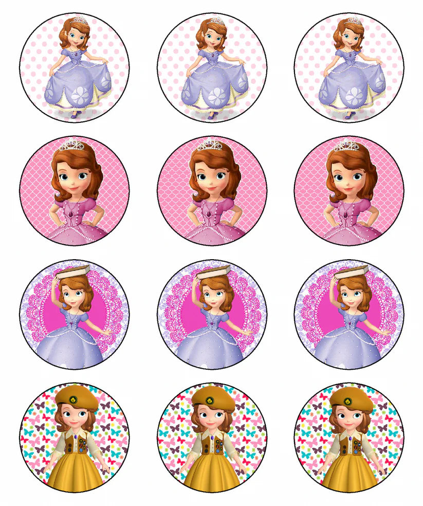 Sofia the First Edible Cupcake Toppers Icing Sheet or Wafer Paper