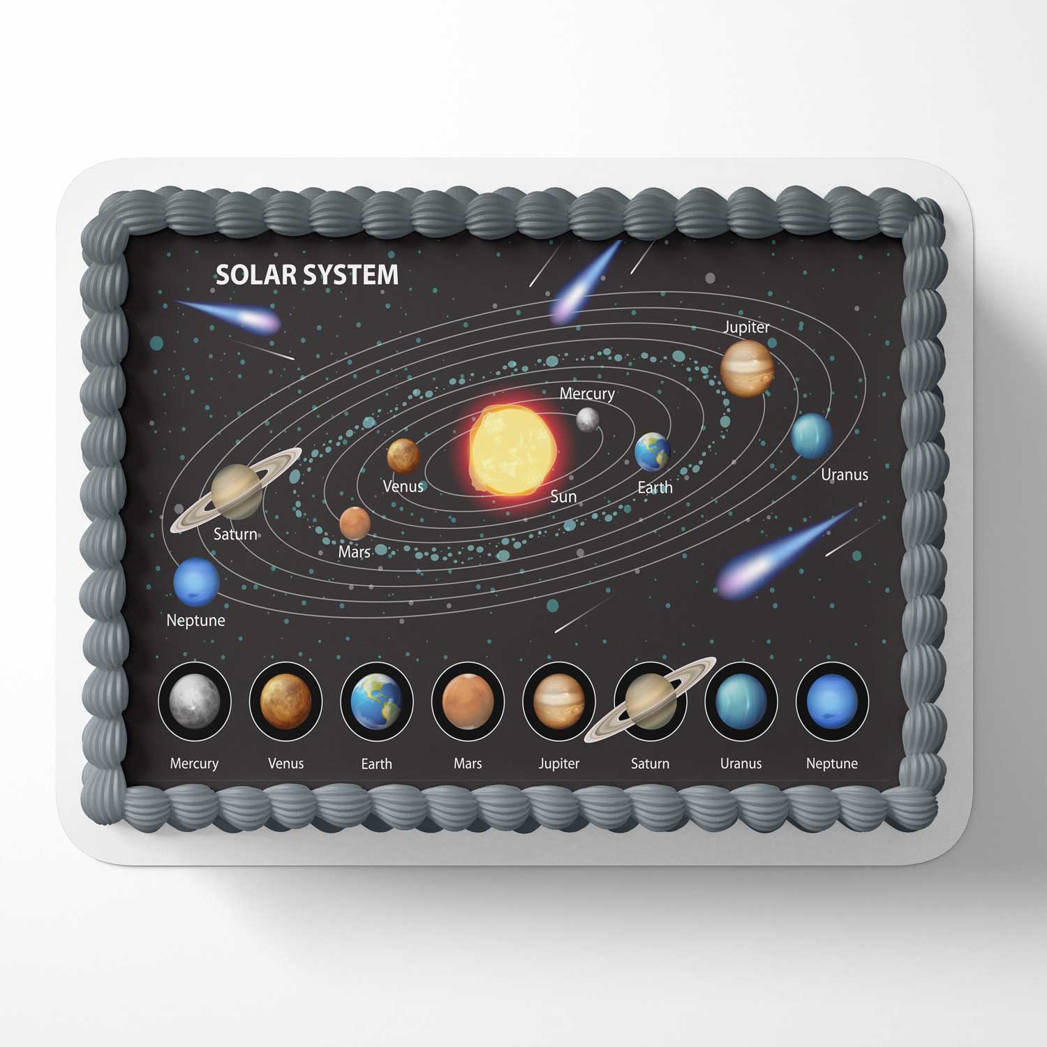 Solar System Universe Planets Edible Cake Topper