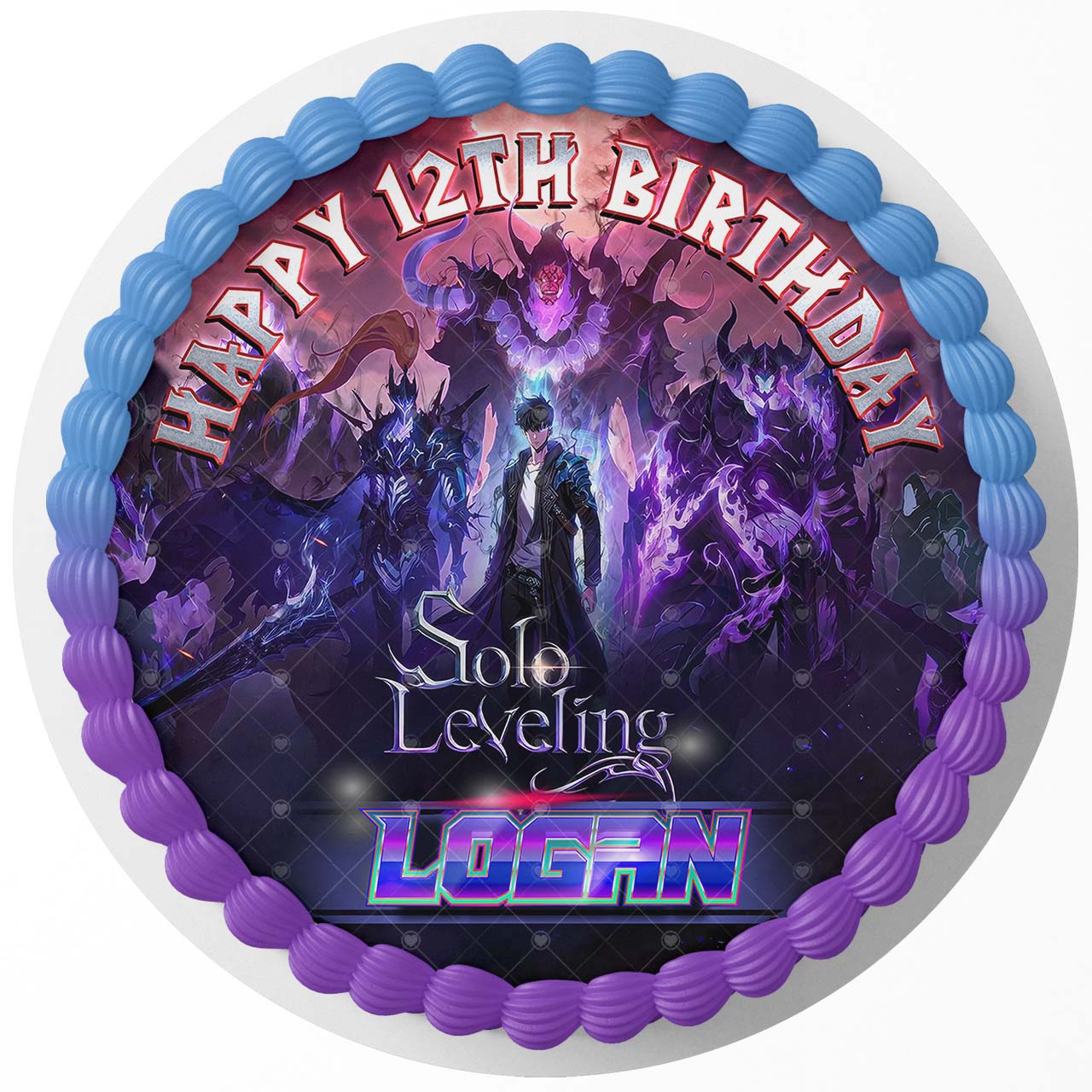 Solo Leveling Round – Icing Sheet Birthday - Personalized Edible Cake Topper | Custom Icing Sheet | Birthday Cake Decoration | Photo Cake Image
