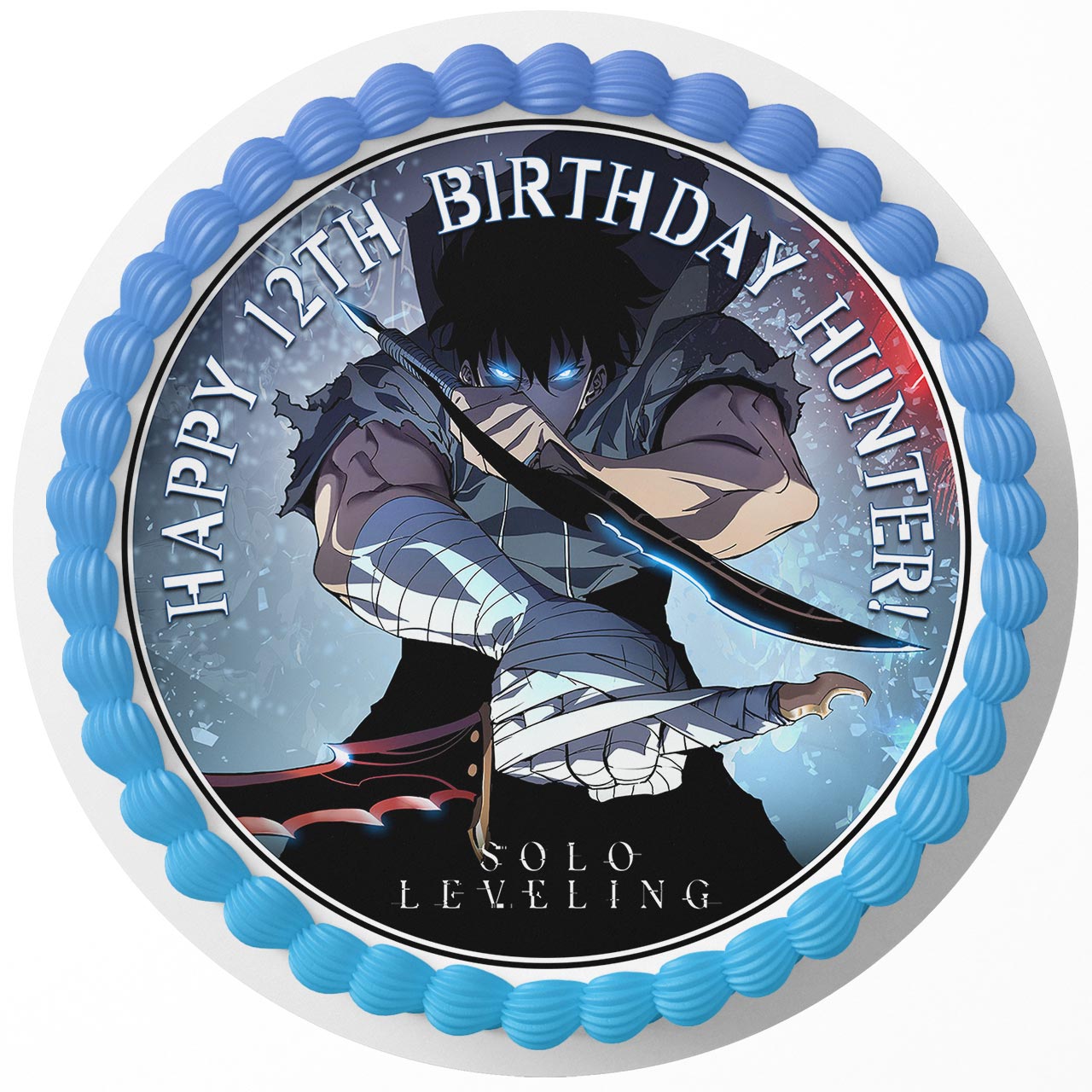 Solo Leveling Sung Jinwoo Anime Round – Icing Sheet Birthday - Personalized Edible Cake Topper | Custom Icing Sheet | Birthday Cake Decoration