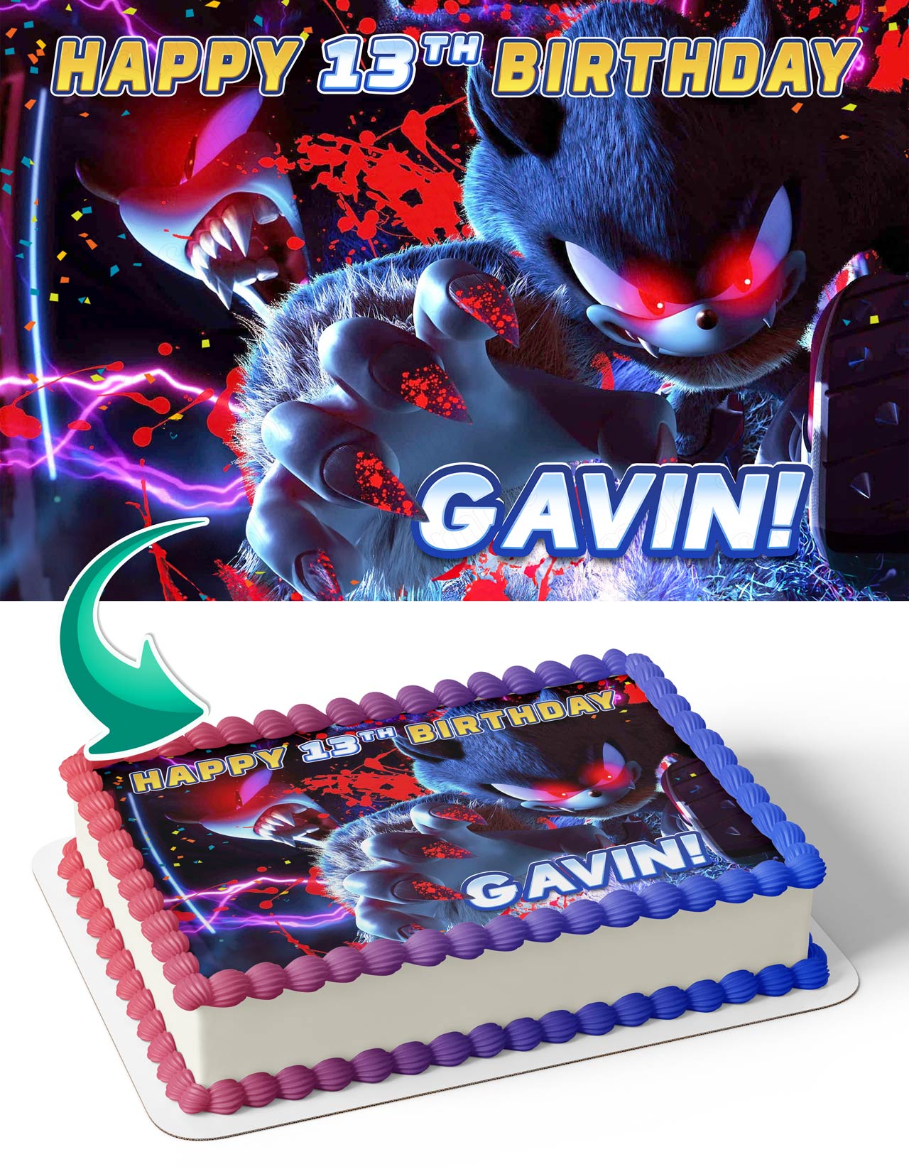 Sonic Kids Fast Unleashed Edible Cake Topper