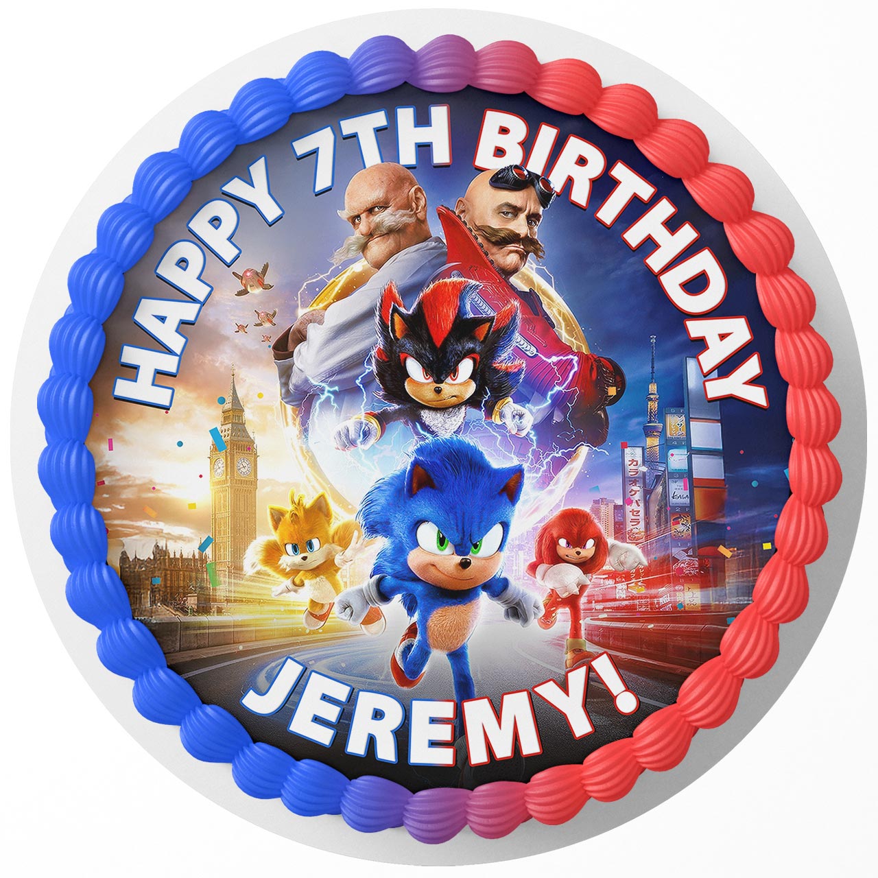 Sonik Kids Fast the Hedgehog 3 Movie Themed Round – Icing Sheet B - Personalized Edible Cake Topper | Custom Icing Sheet | Birthday Cake Decoration