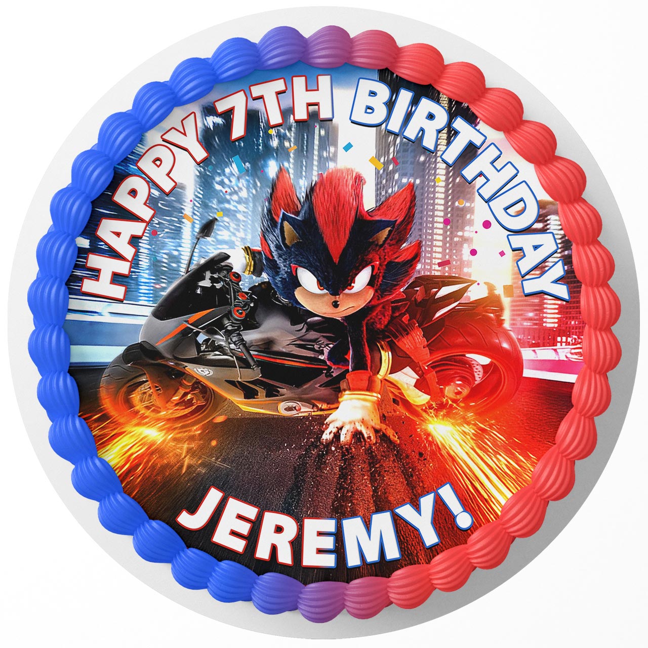 Sonik Kids Fast the Hedgehog 3 Shadow Movie Themed Round – Icing - Personalized Edible Cake Topper | Custom Icing Sheet | Birthday Cake Decoration