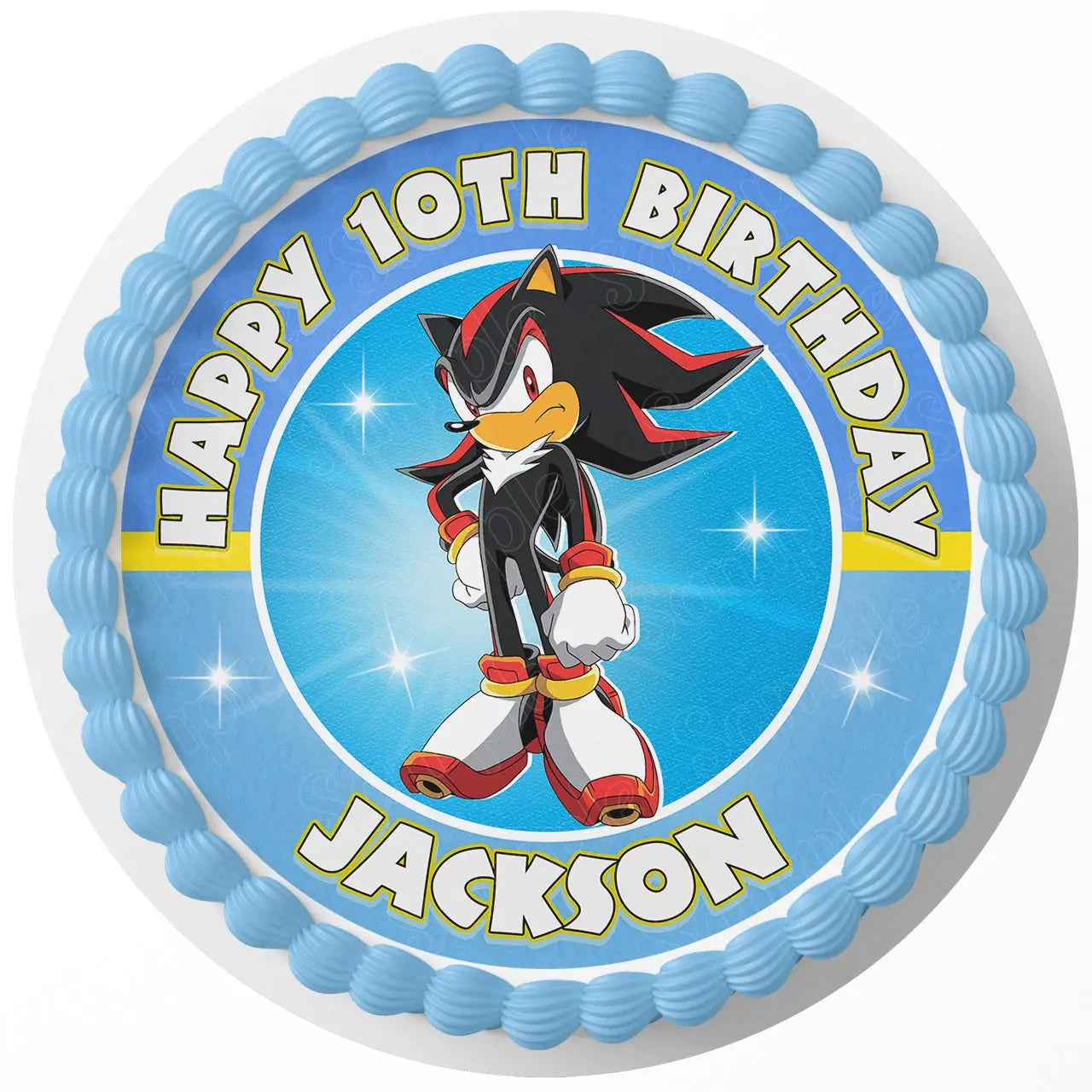 Sonic Kids Fast the Hedgehog Shadow Round – Icing Sheet Birthday - Personalized Edible Cake Topper | Custom Icing Sheet | Birthday Cake Decoration