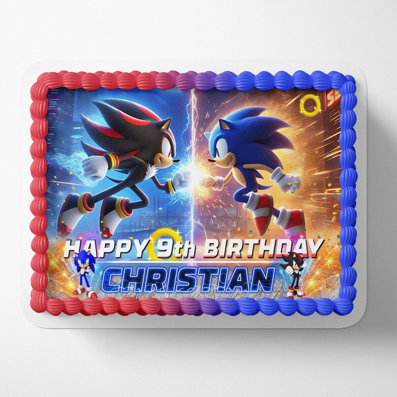 Sonic Vs Shadow Kids Boys Girls Edible Cake Topper