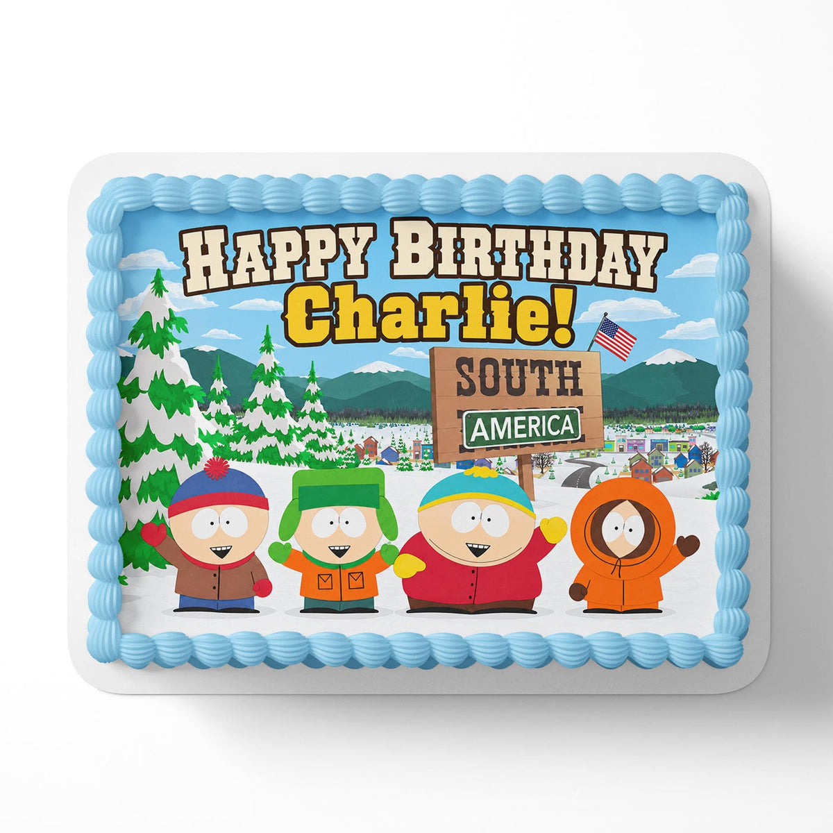 South Park America Edible Cake Topper | Birthday Cake Decoration | Photo Cake Image | Custom Edible Cake Topper