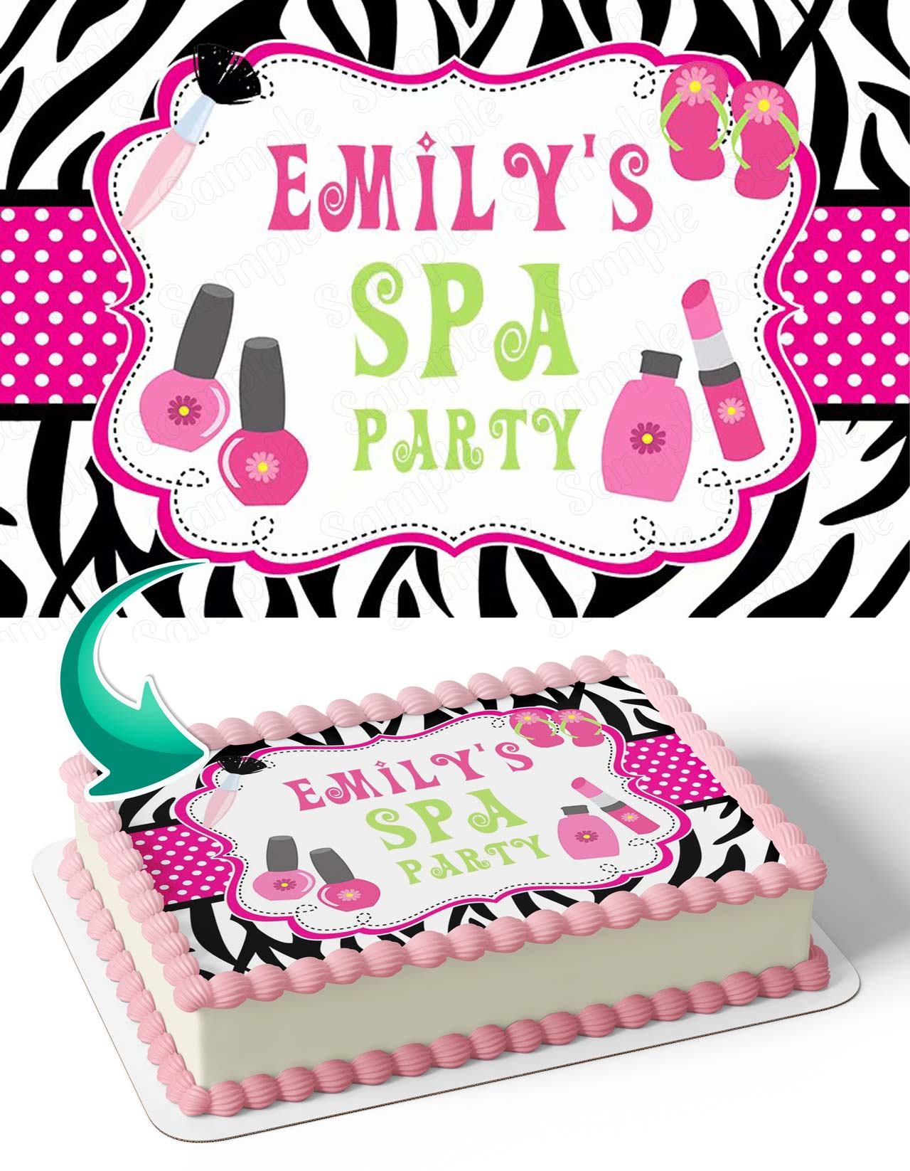 Spa Beauty Salon Hair Salon Girls Pink SBS Edible Cake Topper