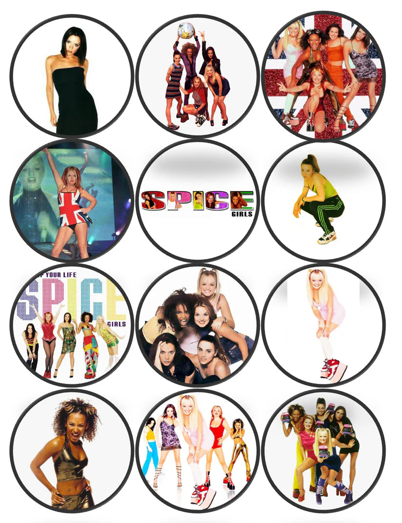 Spice Girls Edible Cupcake Toppers Icing Sheet or Wafer Paper