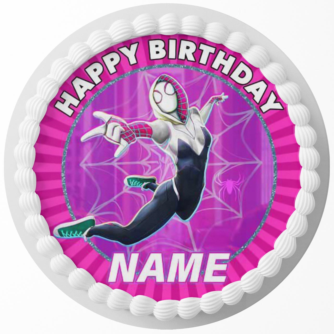 Gwen Round – Icing Sheet Birthday - Personalized Edible Cake Topper | Custom Icing Sheet | Birthday Cake Decoration | Photo Cake Image