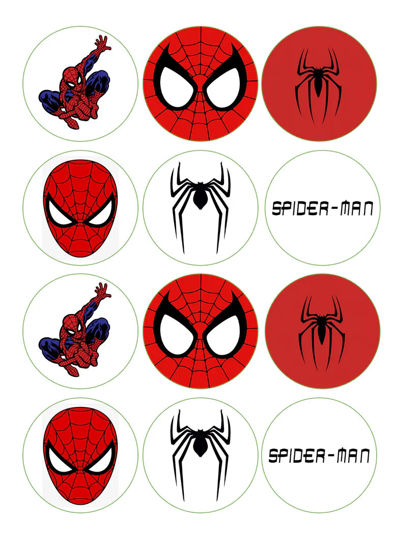 Spider Man Edible Cupcake Toppers Icing Sheet or Wafer Paper