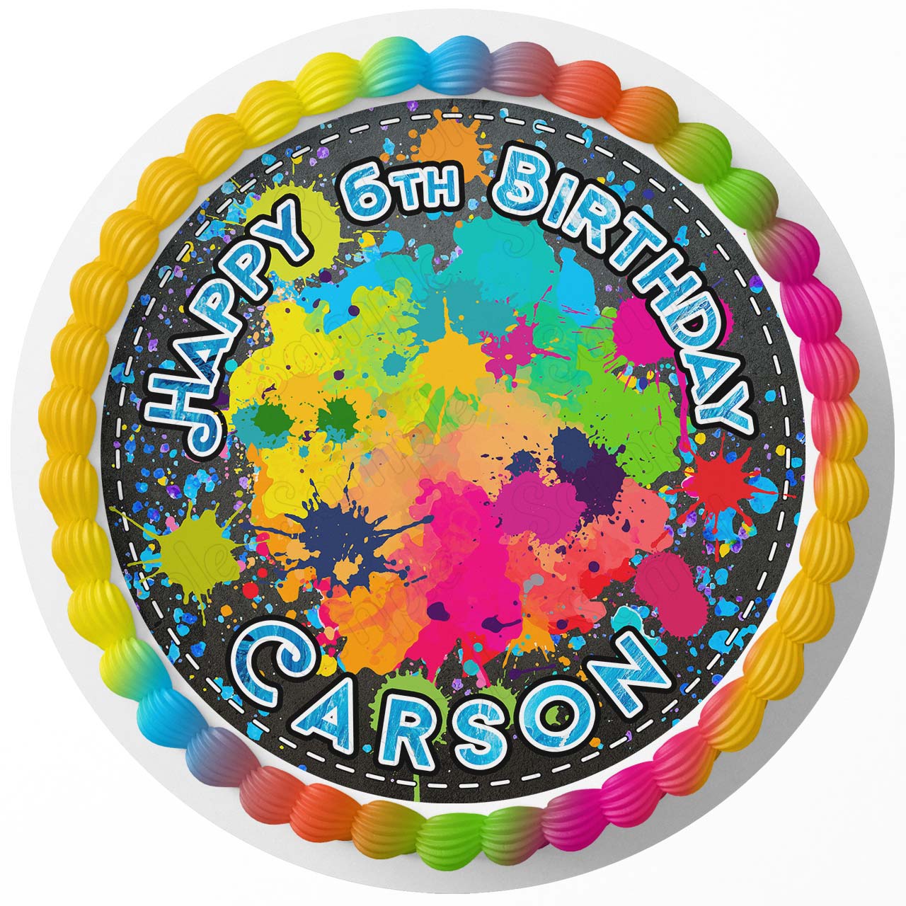 Splash Paint Art Brush Kids Round – Icing Sheet Birthday - Personalized Edible Cake Topper | Custom Icing Sheet | Birthday Cake Decoration