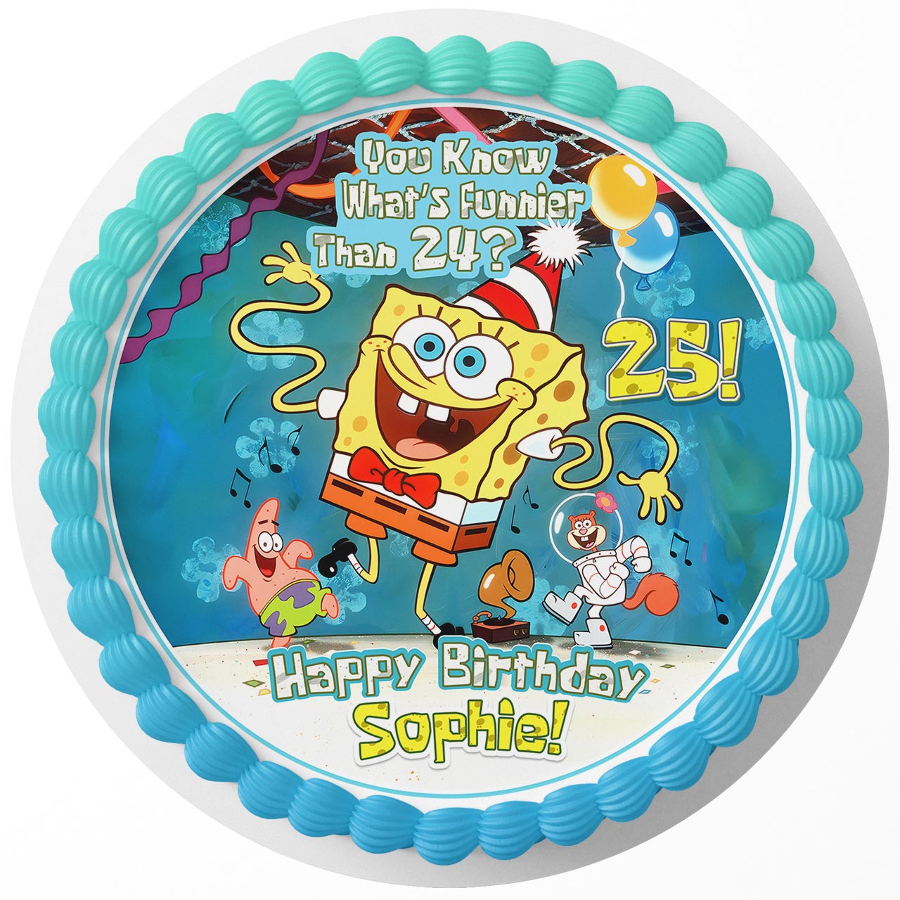 Square Pants Boy Patrick Sandy Party HB Round – Icing Sheet Birth - Personalized Edible Cake Topper | Custom Icing Sheet | Birthday Cake Decoration
