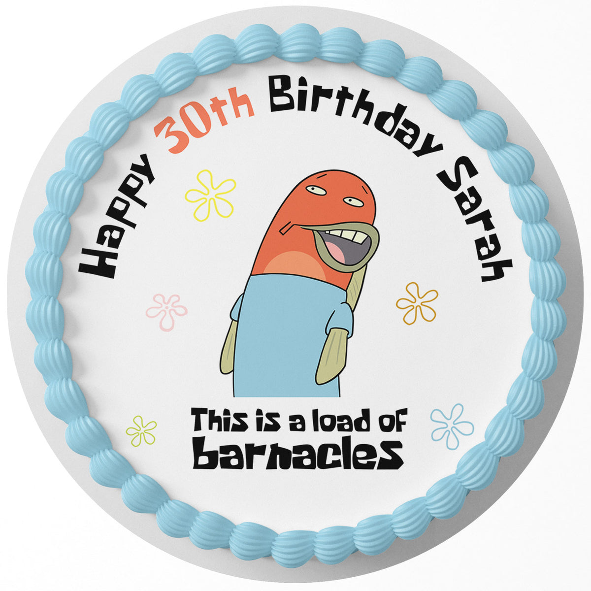 Spongebob Squarepants This Is A Load Of Barnacles Meme Edible Cake Topper Round Personalized Edible Cake Topper | Custom Icing Sheet | Birthday Cake Decoration