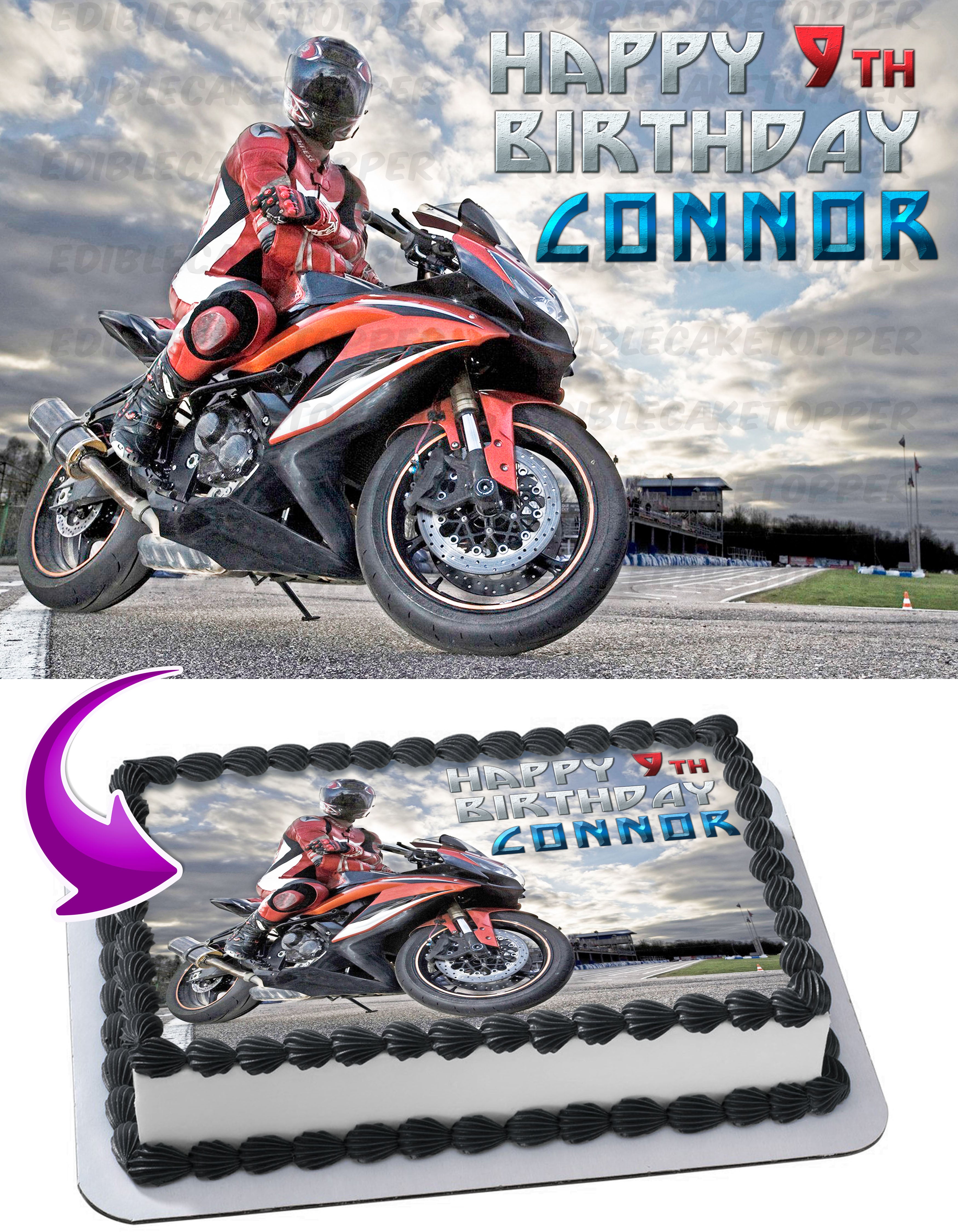 Sport Motorcycle Bike Edible Cake Topper