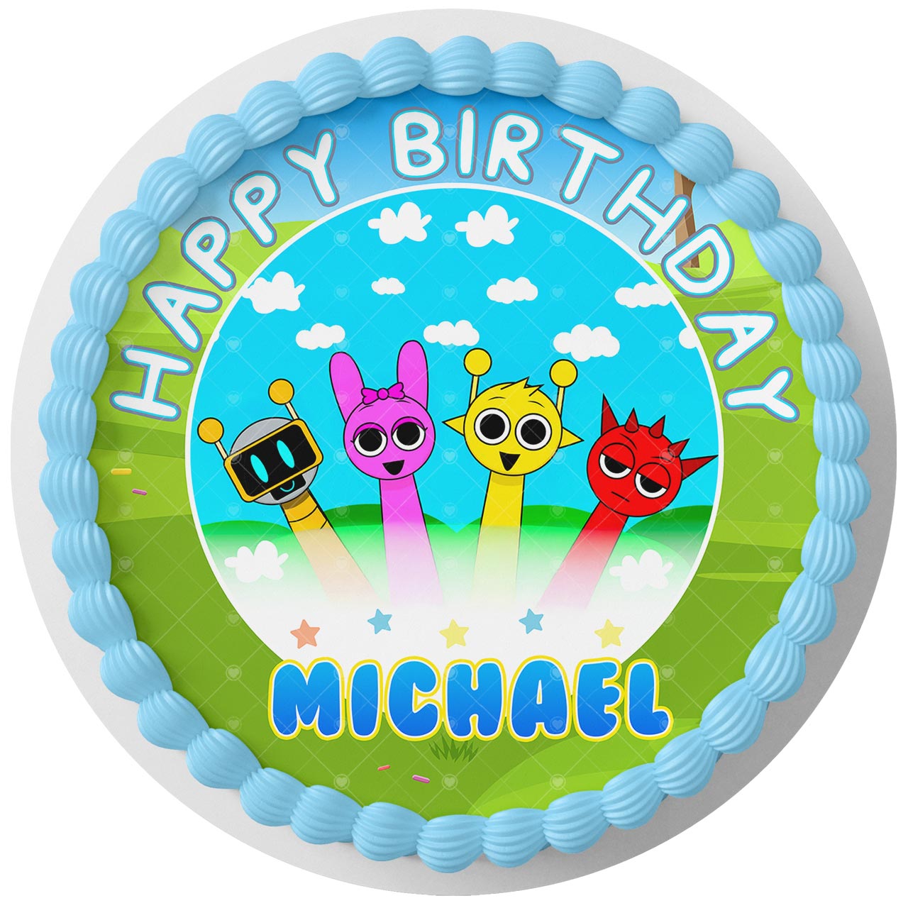 Sprunki Game Fun Kids Round – Icing Sheet Birthday - Personalized Edible Cake Topper | Custom Icing Sheet | Birthday Cake Decoration