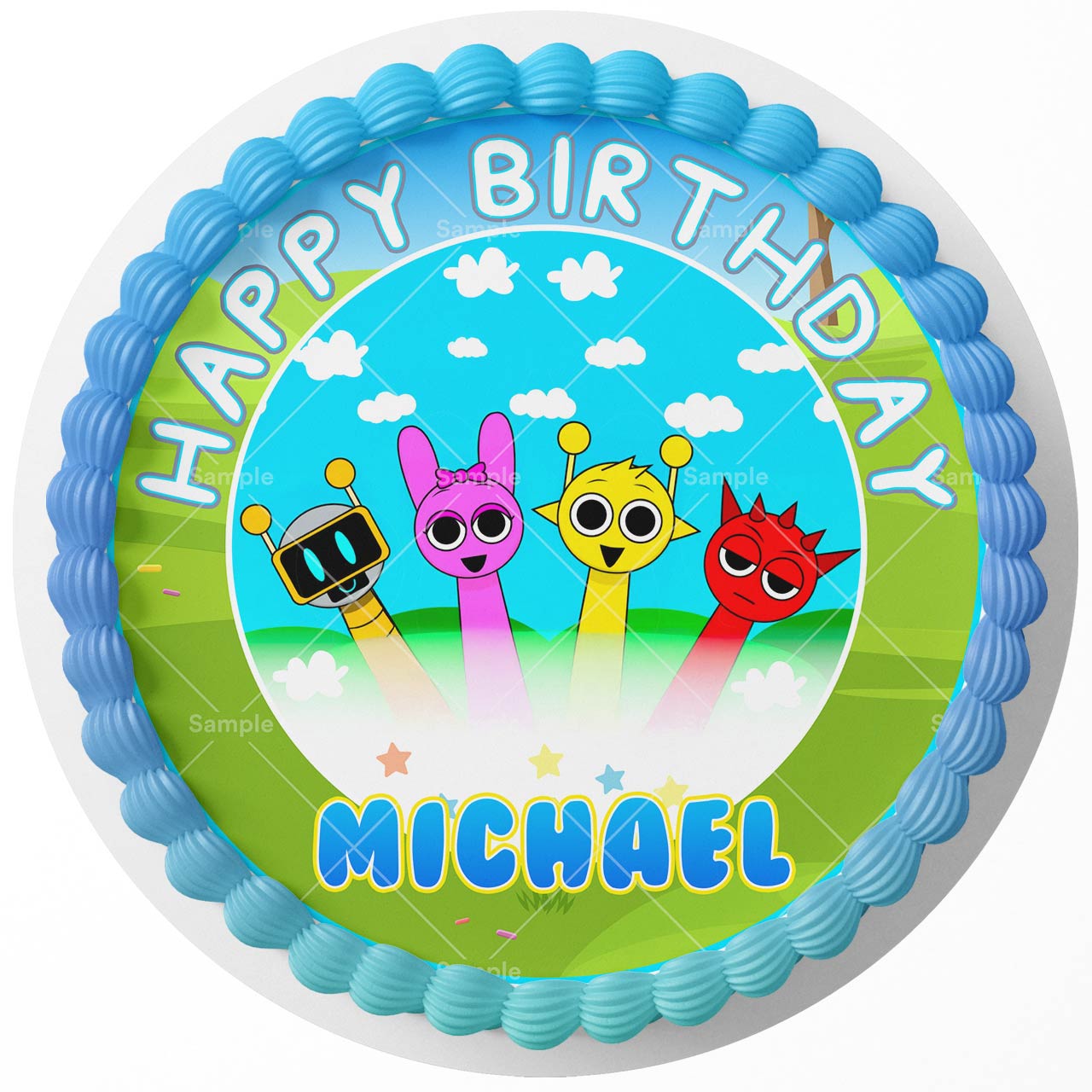 Sprunki Kids Fun Game Round – Icing Sheet Birthday - Personalized Edible Cake Topper | Custom Icing Sheet | Birthday Cake Decoration