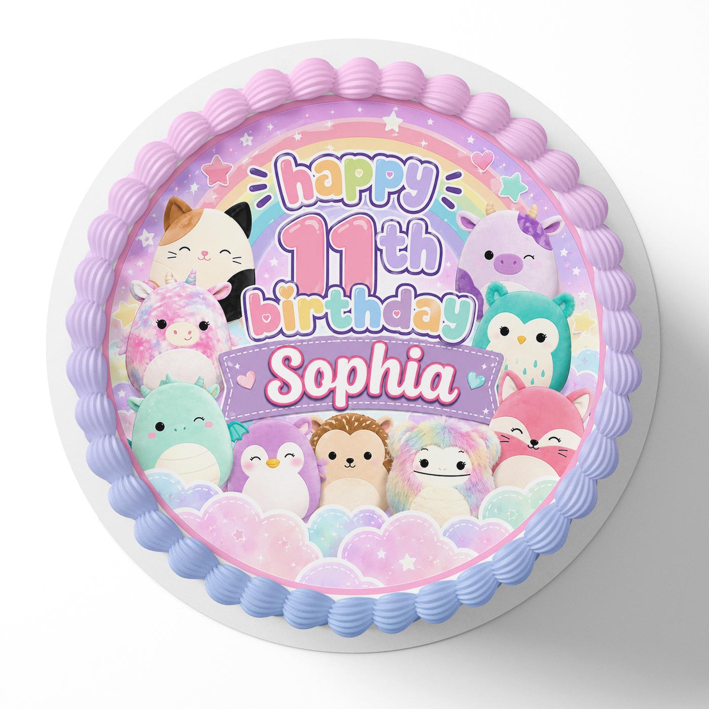 Squishmallows Kids Fun Edible Cake Topper | Birthday Cake Decoration | Photo Cake Image