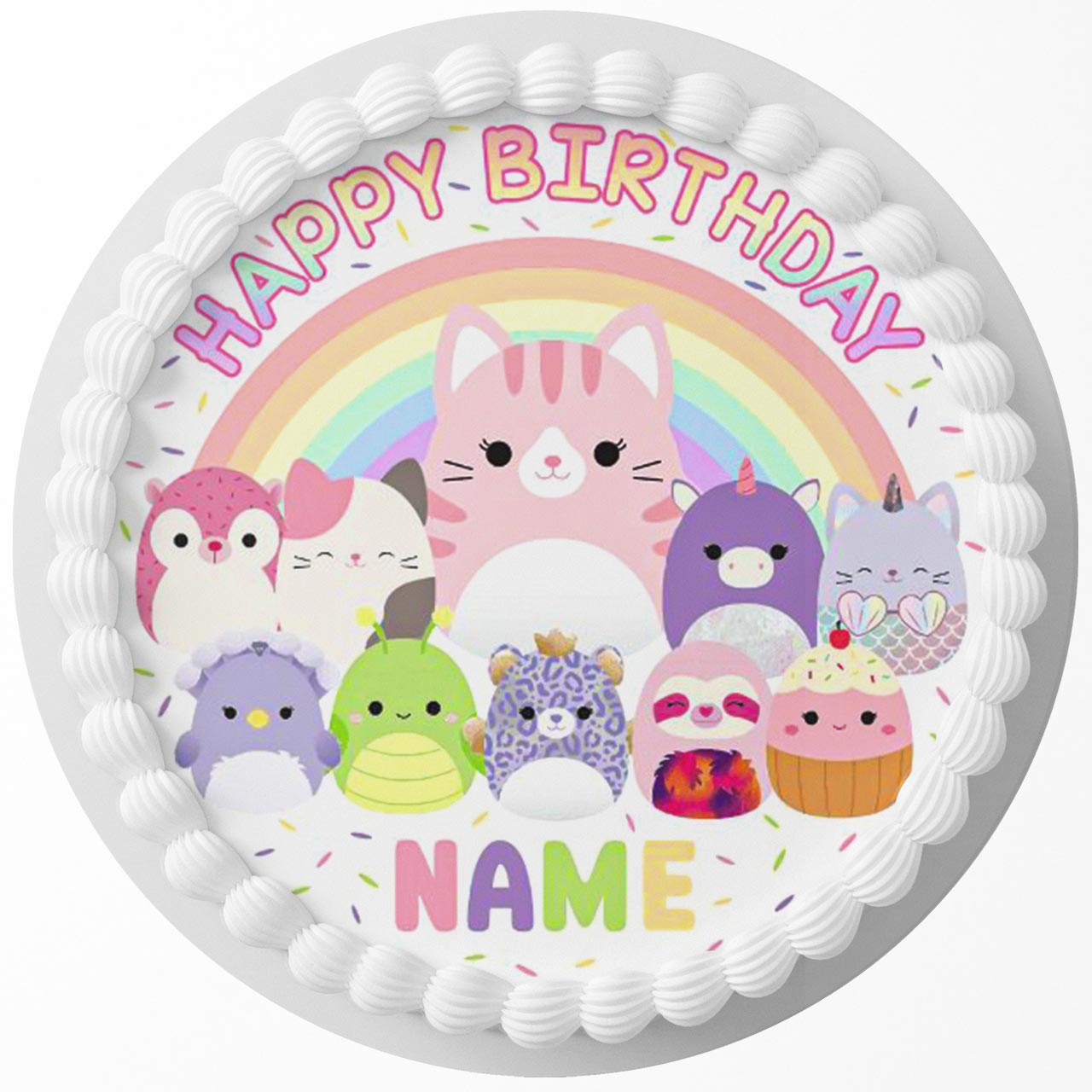 Squishmallows Inspired Round – Icing Sheet Birthday - Personalized Edible Cake Topper | Custom Icing Sheet | Birthday Cake Decoration