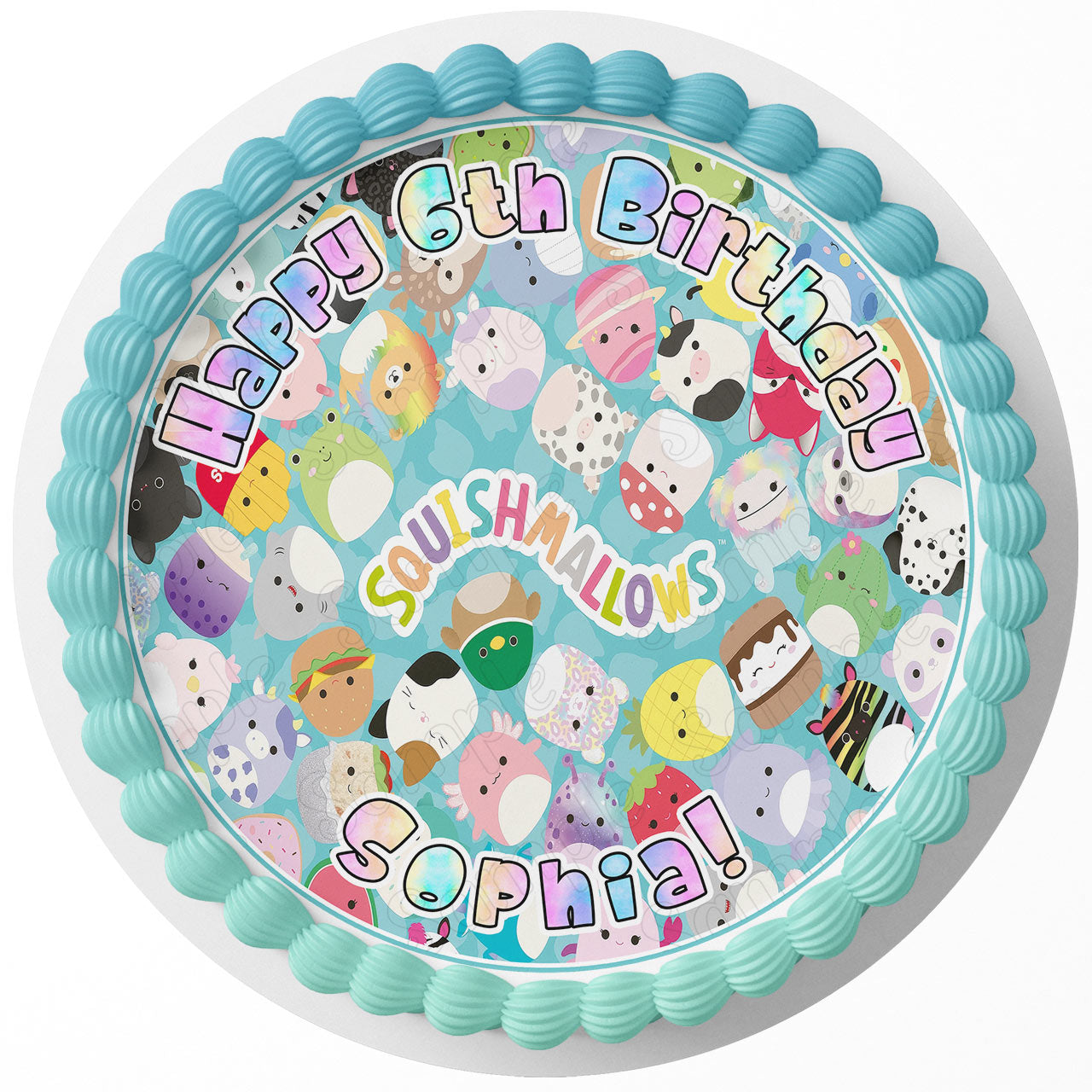 Squishmallows Kids Round – Icing Sheet Birthday - Personalized Edible Cake Topper | Custom Icing Sheet | Birthday Cake Decoration