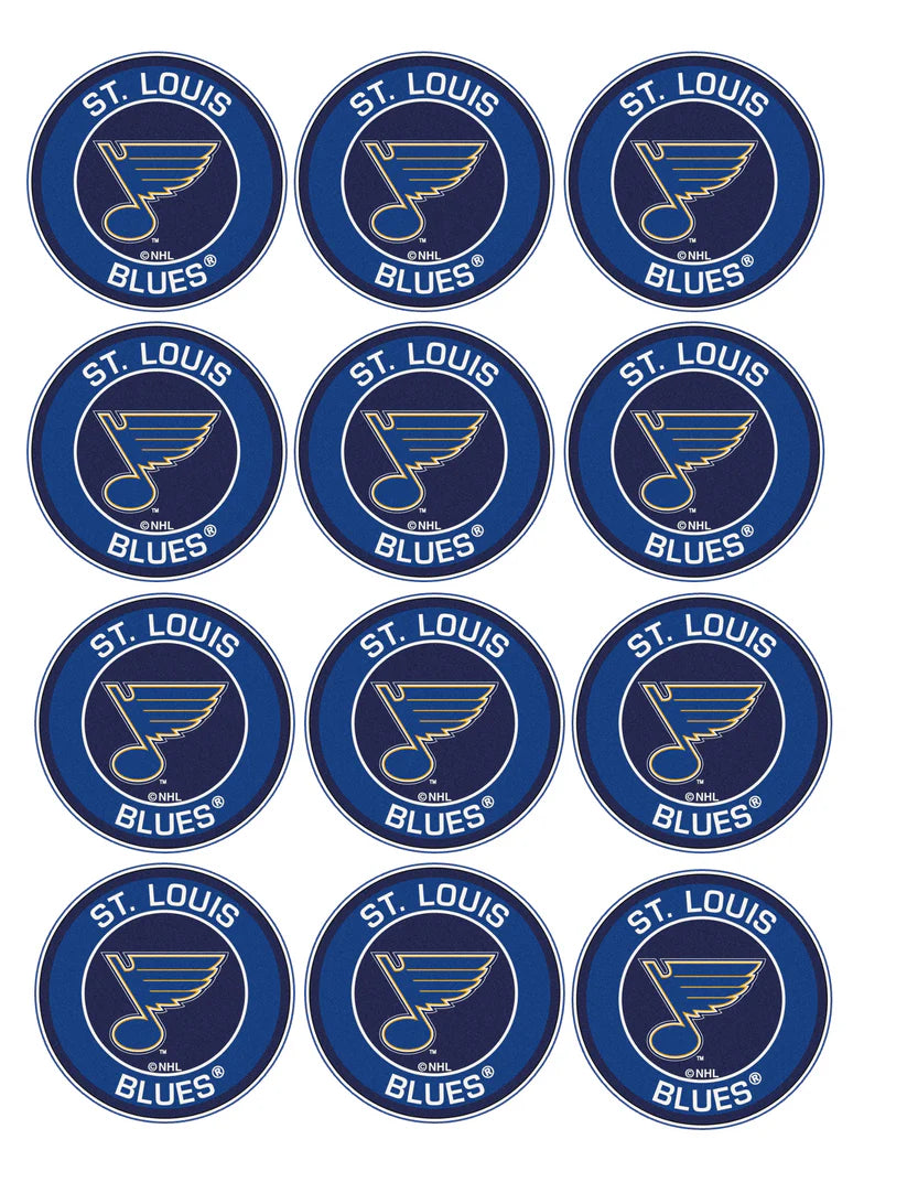 St Louis Blues Edible Cupcake Toppers Icing Sheet or Wafer Paper