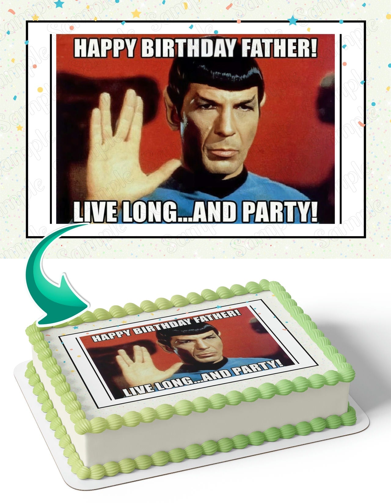 Star Trek Live Long Meme Edible Cake Topper