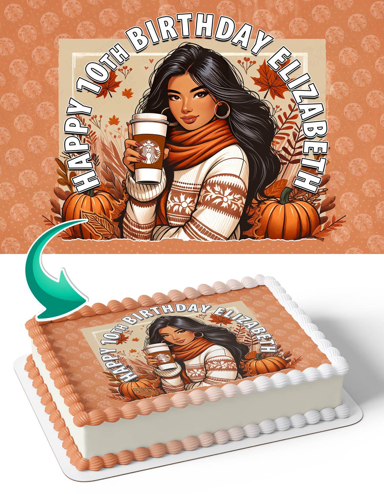 Starcoffe Pumpkin Spice Latte Edible Cake Topper