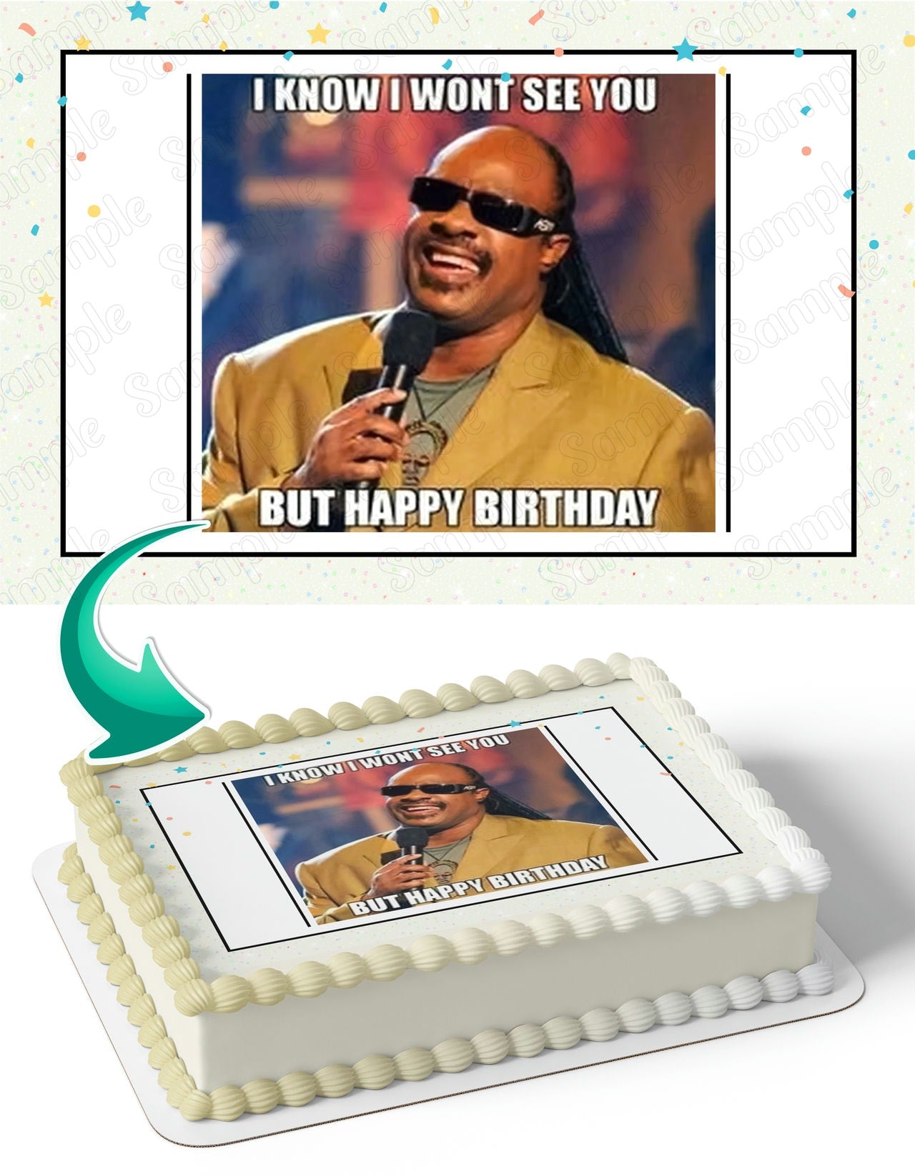 Stevie Wonder Meme Edible Cake Topper
