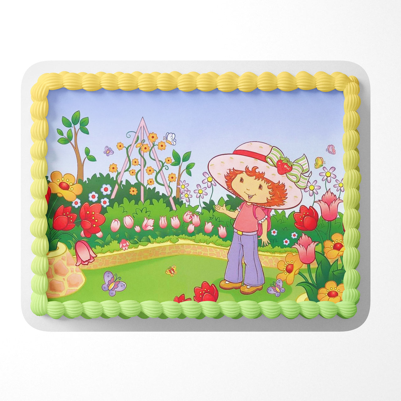 Strawberry Shortcake Flower Garden Edible Cake Topper