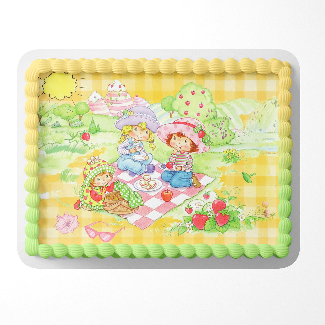 Strawberry Shortcake Picnic Edible Cake Topper
