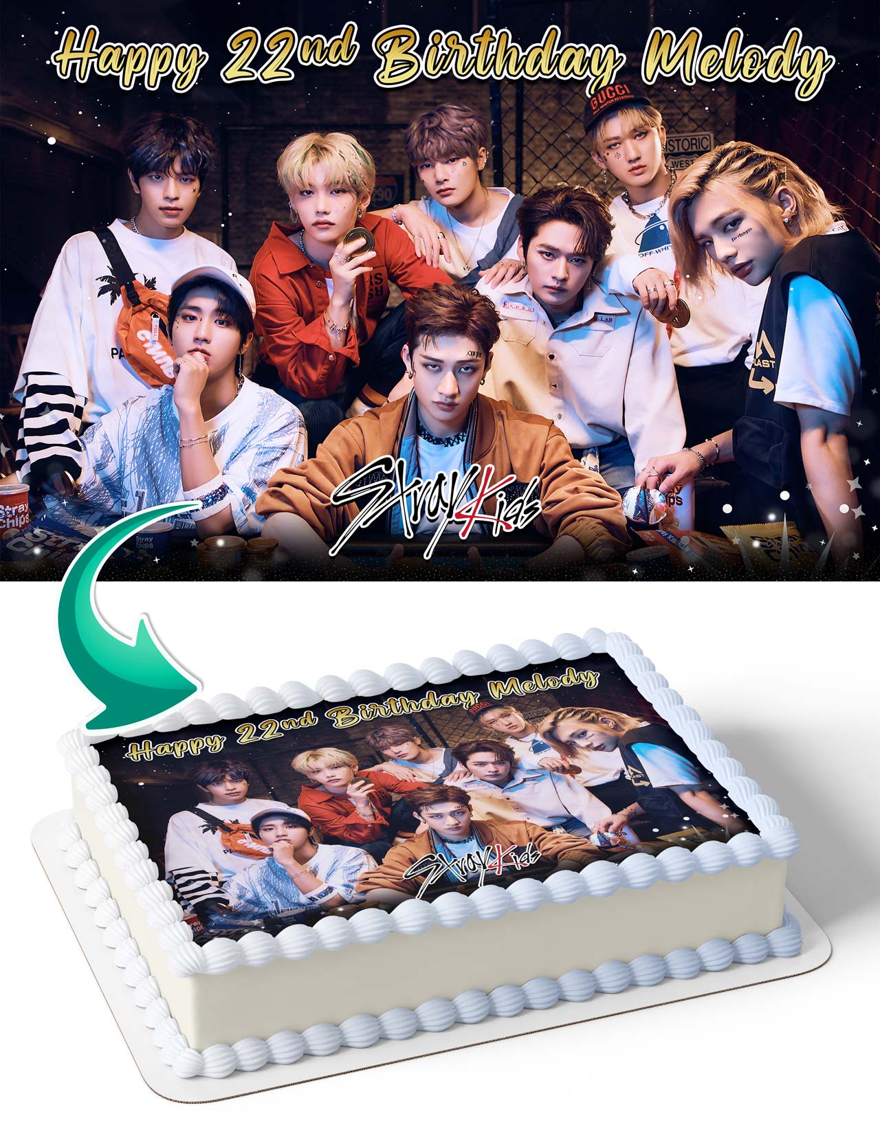 Stray Kids KPop Band Edible Cake Topper