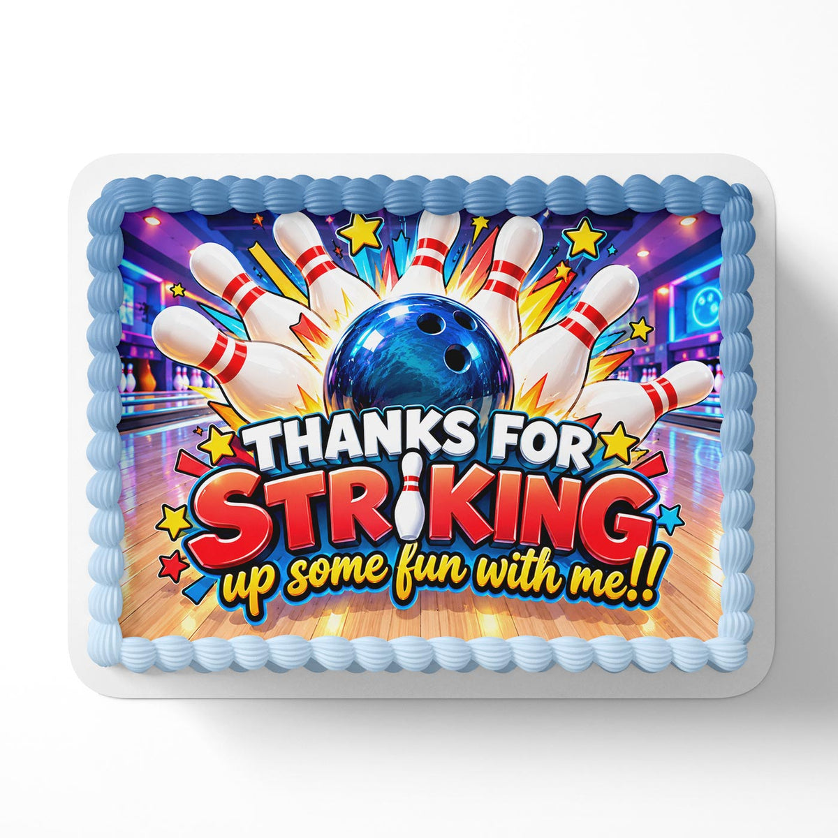Bowling Thanks for Striking up some fun with me! Edible Cake Topper Birthday Cake Decoration Custom Edible Cake Topper
