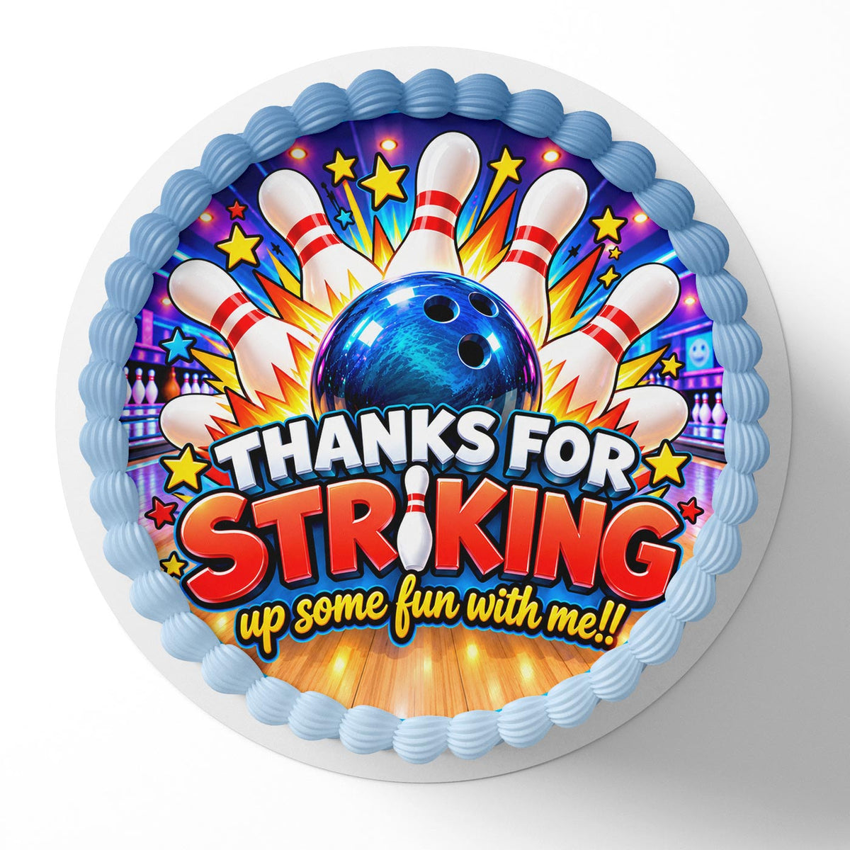Bowling Thanks for Striking up some fun with me! Edible Cake Topper Birthday Cake Decoration Custom Edible Cake Topper