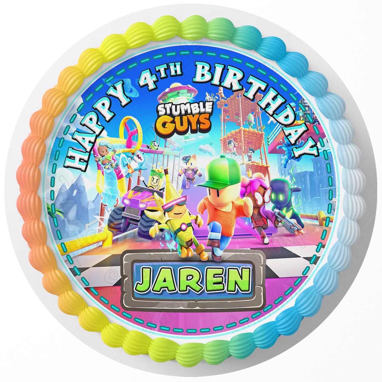 Stumble Kids Fun Guy Game Round – Icing Sheet Birthday - Personalized Edible Cake Topper | Custom Icing Sheet | Birthday Cake Decoration