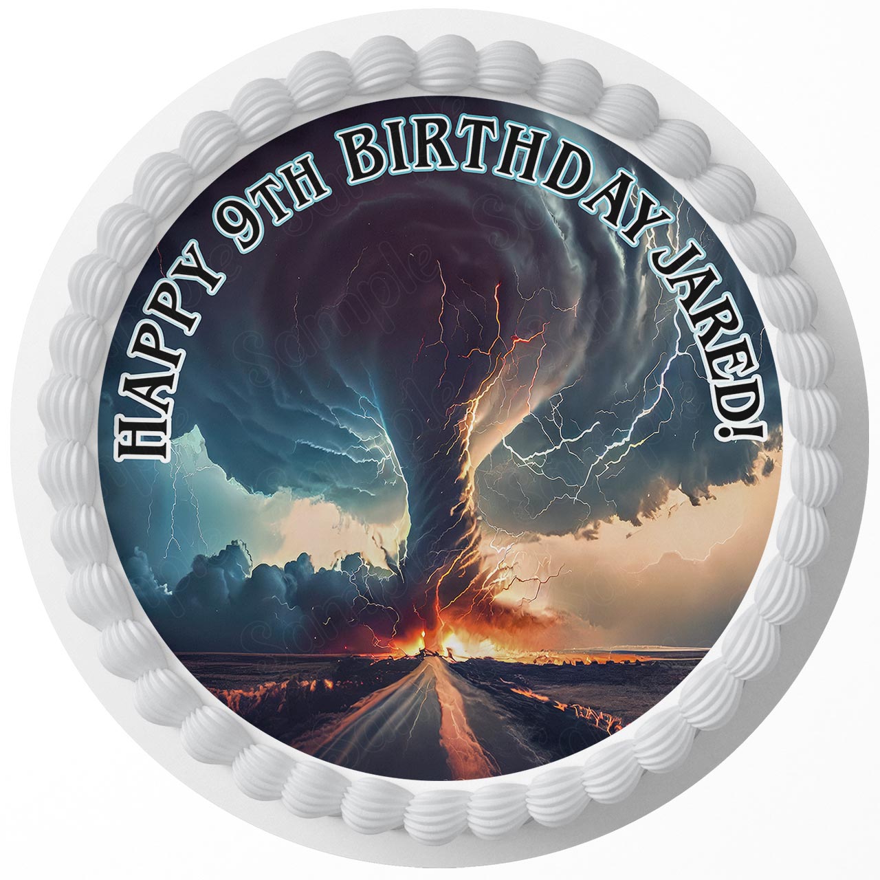 Super Tornado Storm Round – Icing Sheet Birthday - Personalized Edible Cake Topper | Custom Icing Sheet | Birthday Cake Decoration